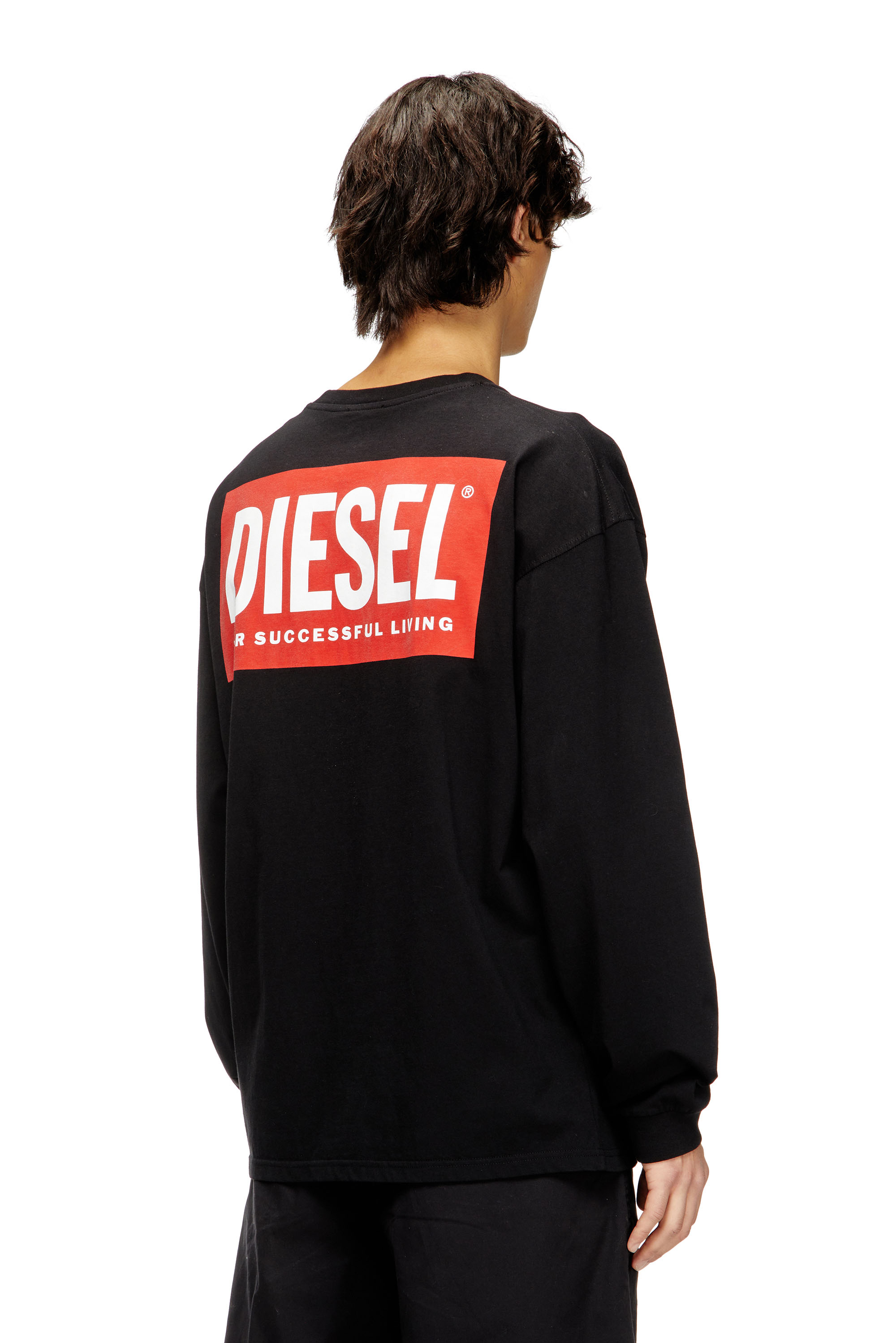 Diesel - T-BOXT-LS-BISK, Camiseta de manga larga y corte relajado con logotipos de Diesel Hombre in Negro - 4