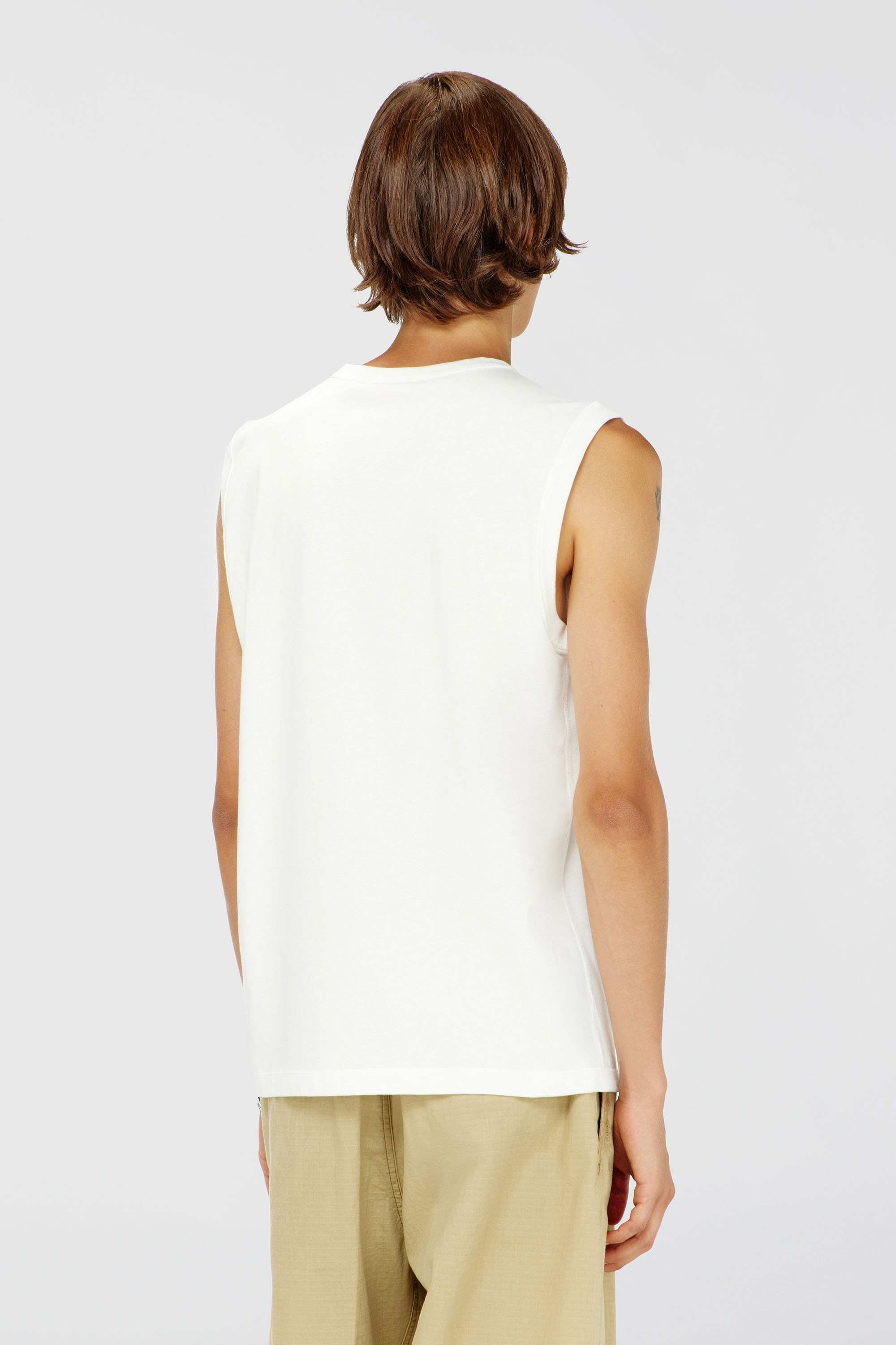 Men's Cotton tank top with metallic Oval D | White | Diesel US