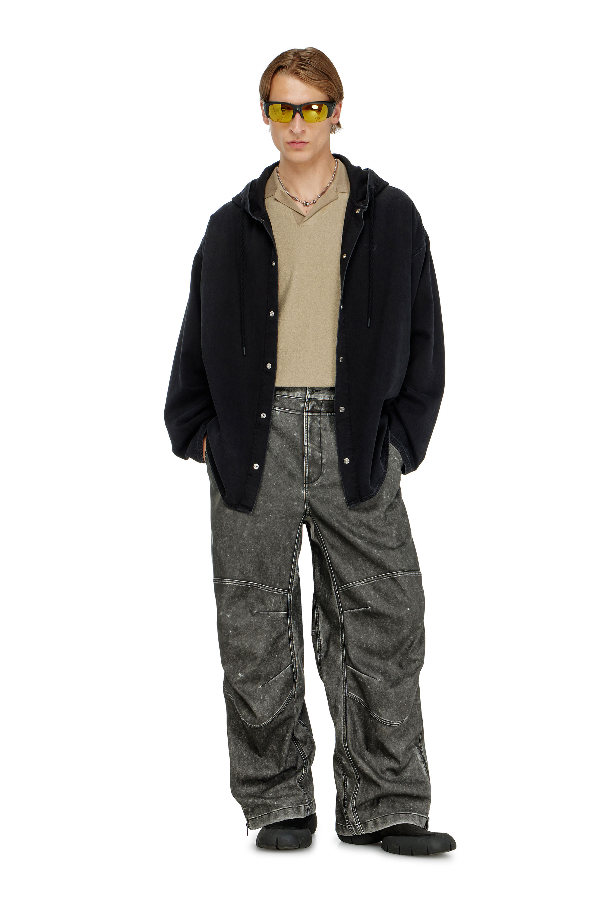 Diesel - P-DELLY-NJCJ, Male's Pants in distressed-effect bonded material in null - 1