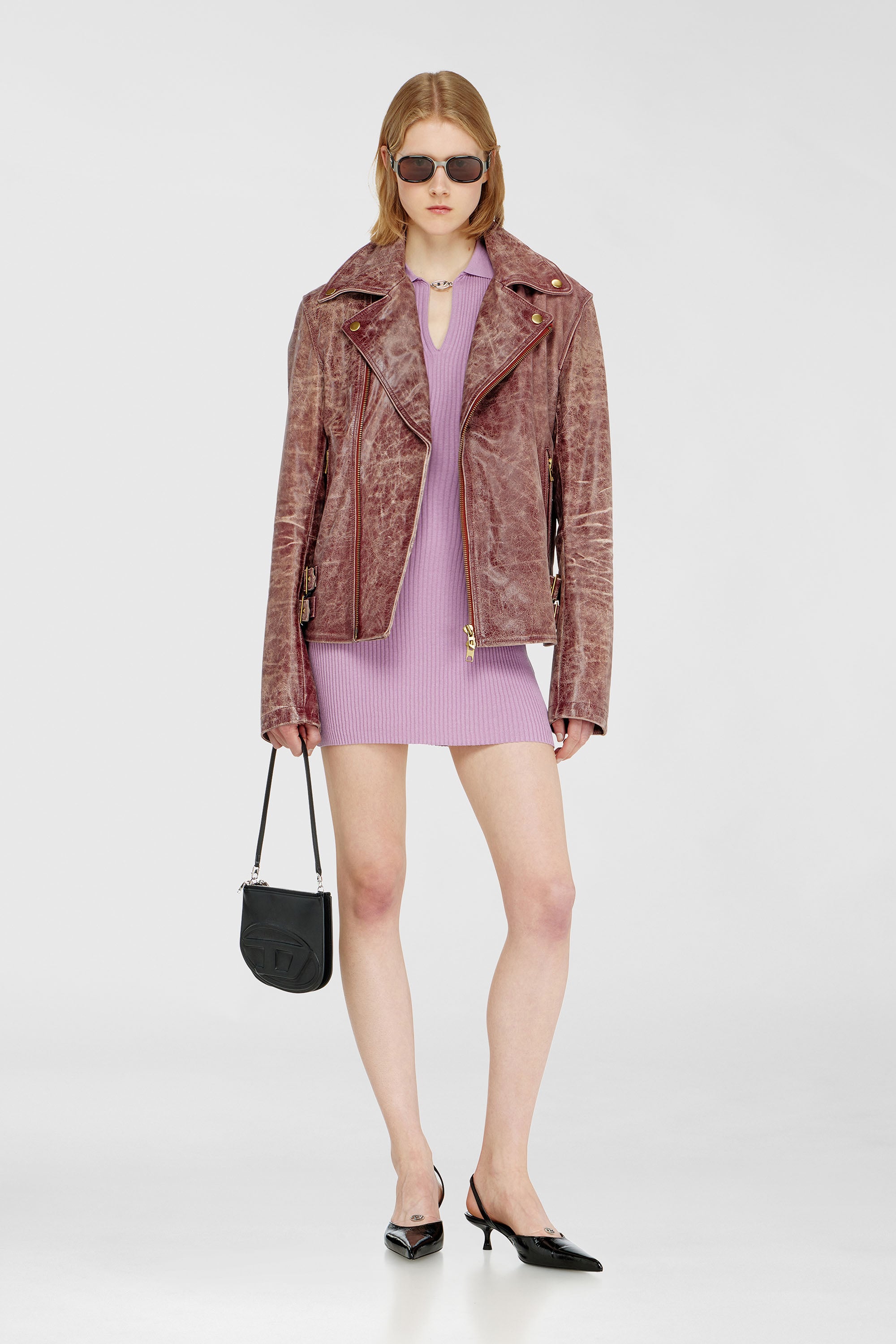 Diesel - M-LILMA, Vestido polo corto de punto acanalado mezcla de seda Mujer in Rosa - 1