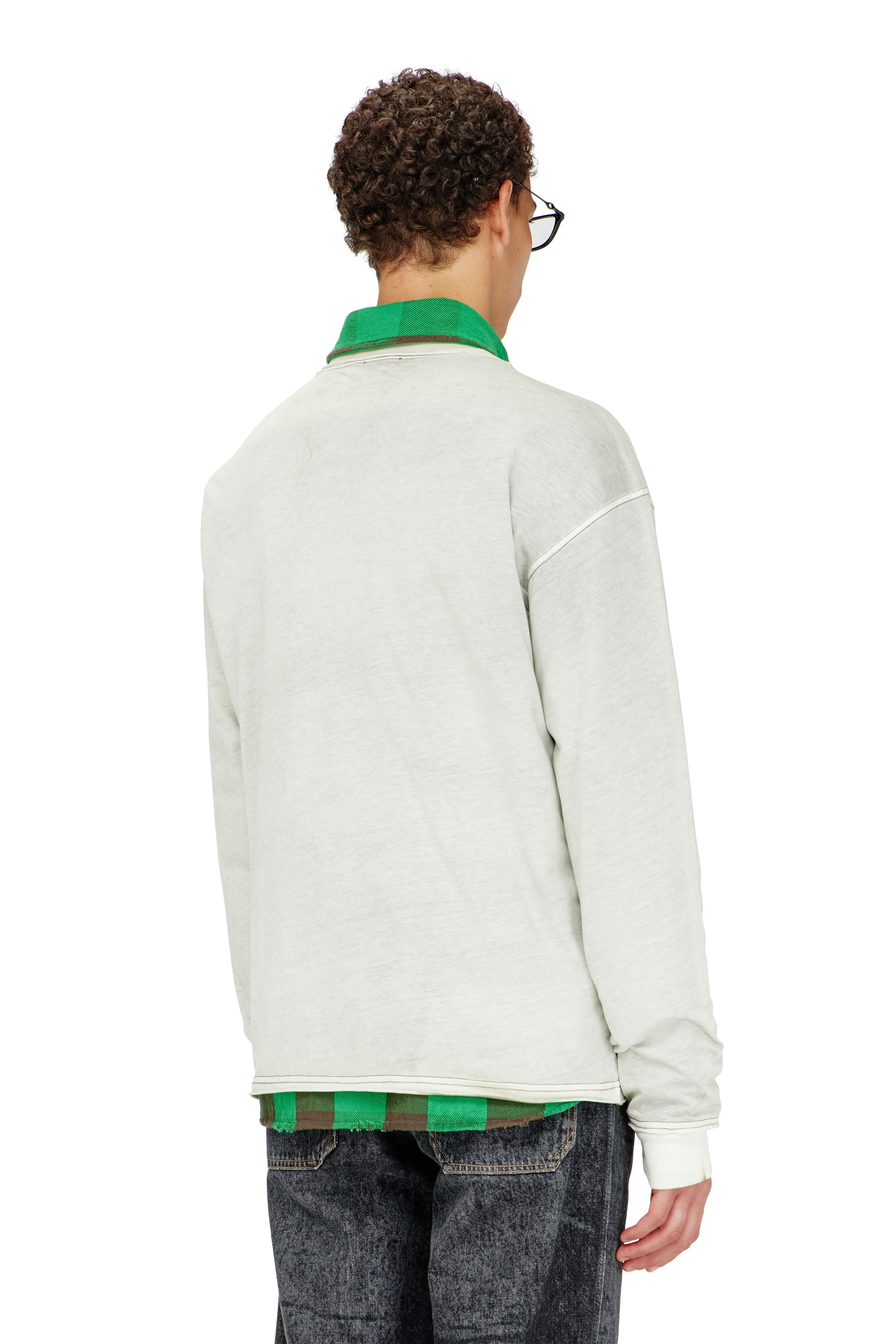 Diesel - T-RIVY-LS, T-shirt &agrave; manches longues avec imprim&eacute; floral et patch logo Homme in Gris - 4