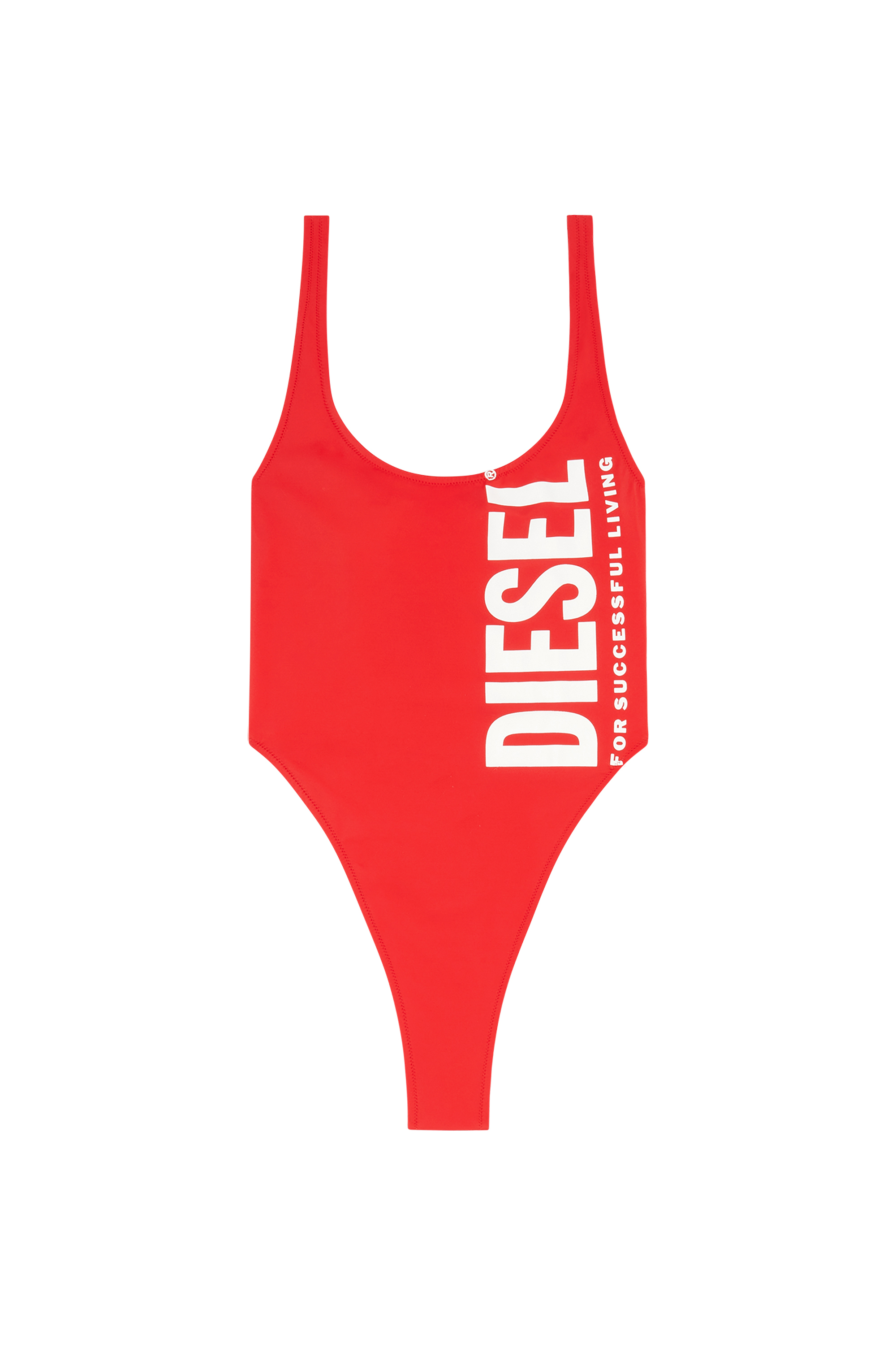 Diesel - BFSW-PAMELA, Bañador con maxi logotipo de nylon reciclado Mujer in Rojo - 4