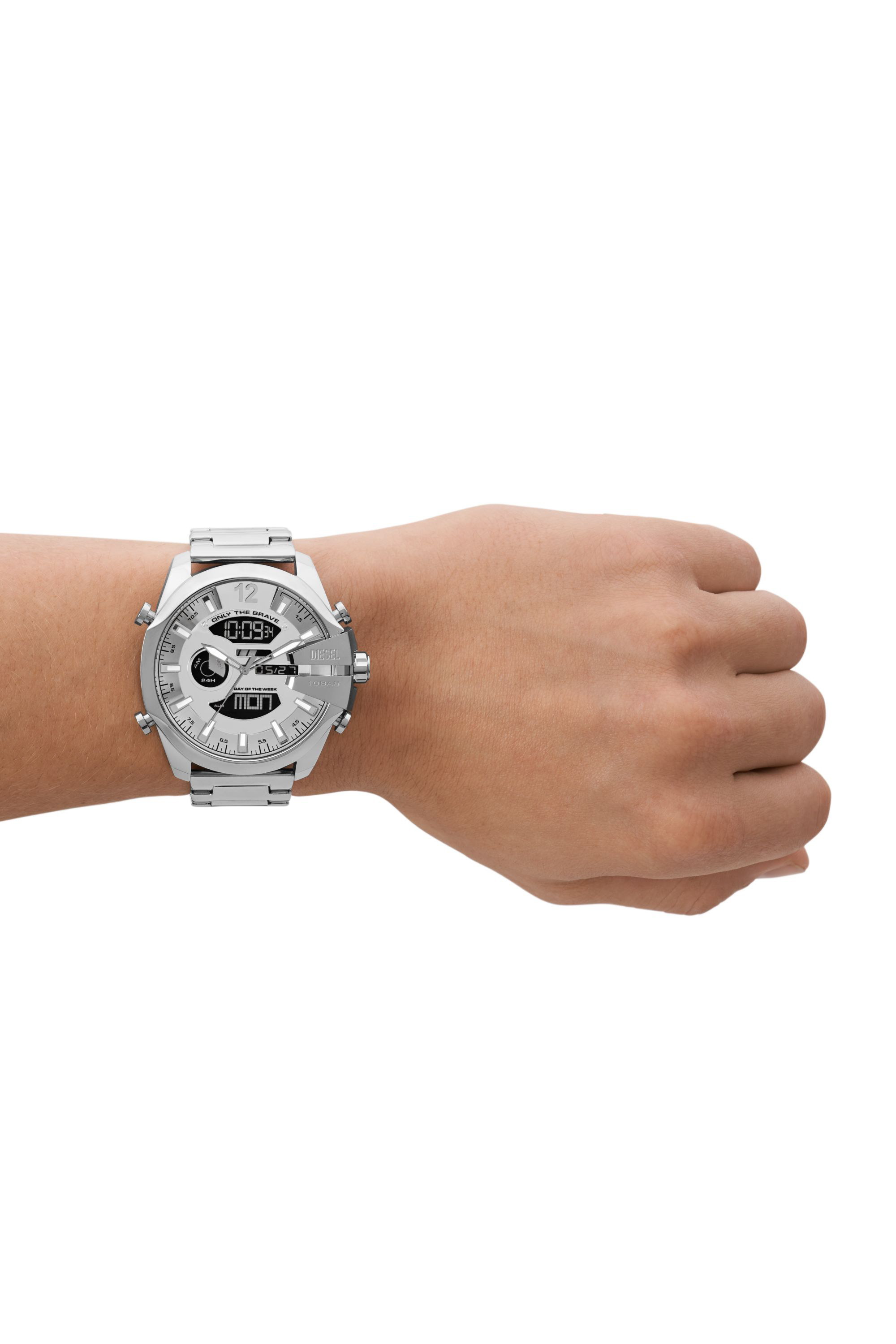 Men's Mega Chief ana-digi stainless steel watch | Silver | Diesel