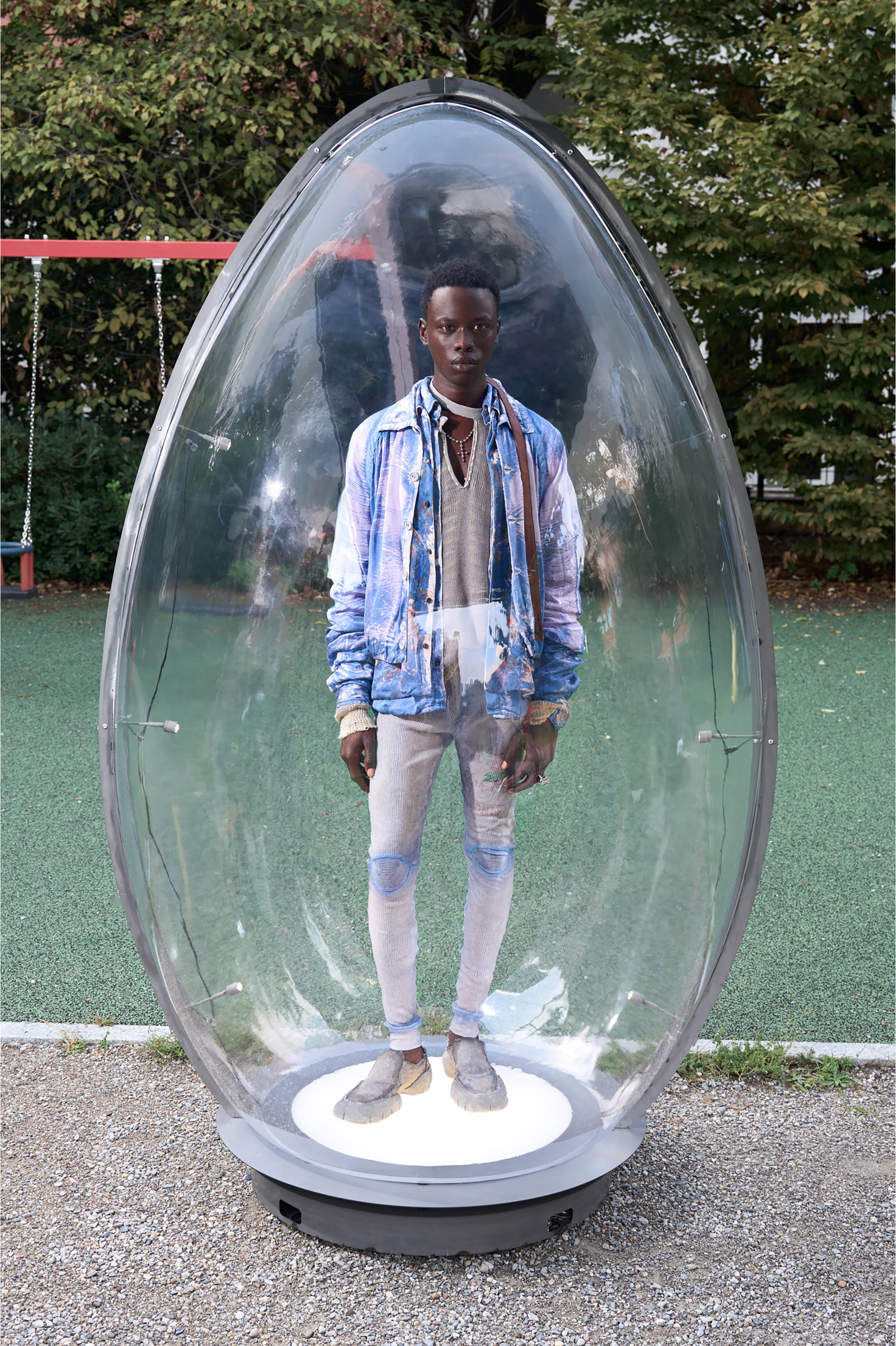 Diesel - J-ORION-PLAIN, Chaqueta de cuello de camisa con efecto de rayos X Hombre in Azul marino - 3