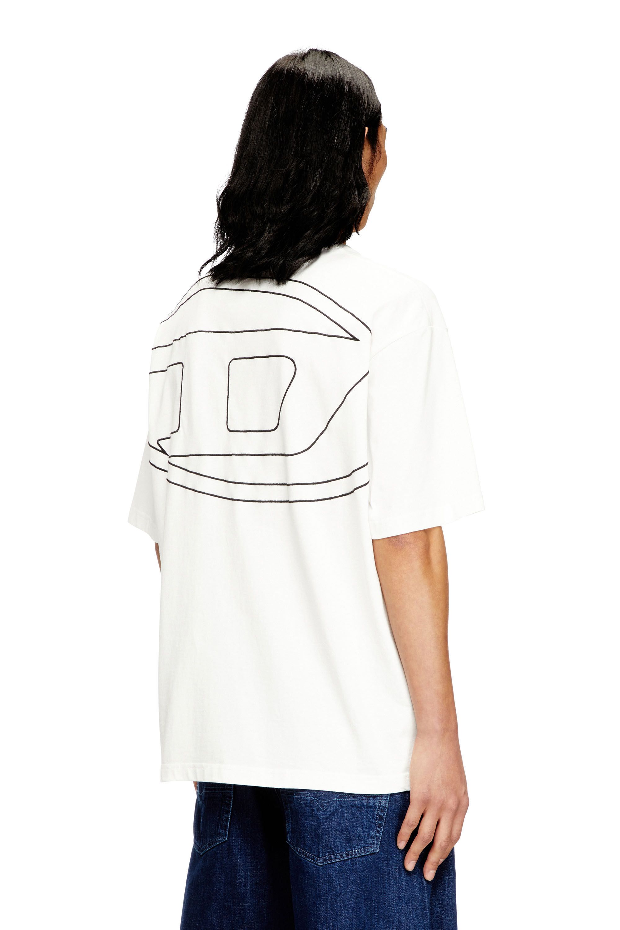 Men's oversized T-shirt with oval D embroidery | White | Diesel