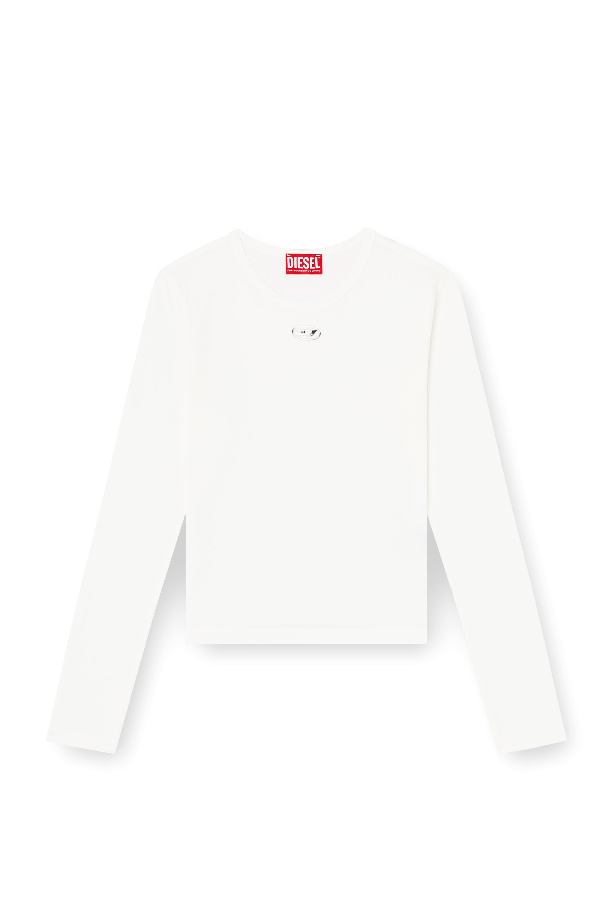 Diesel - T-UNCUTIESLONG-LS-OD, Woman's Cotton sweater with Oval D logo in White - 2