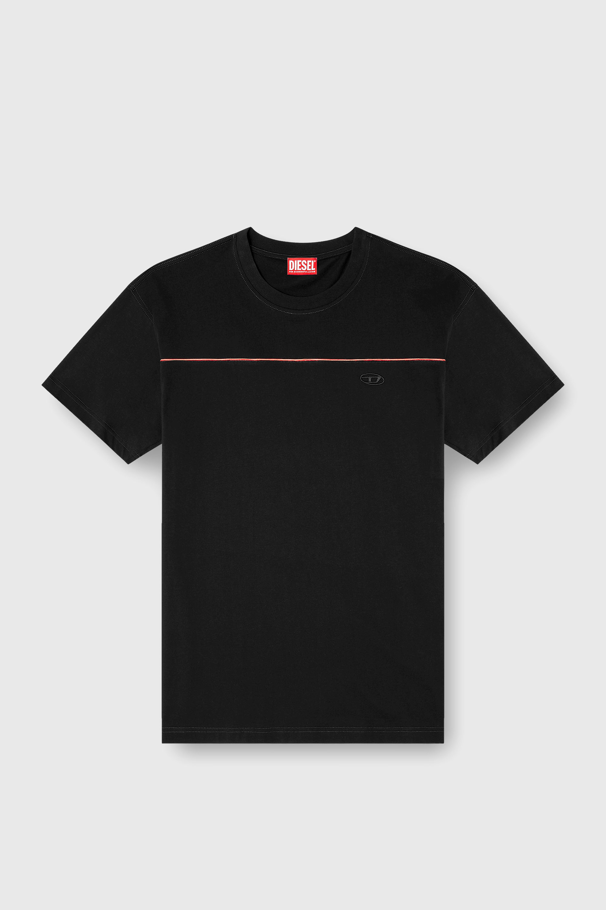 Diesel - T-NORM-PIPING, Male's T-shirt with contrast piping in Black - 2
