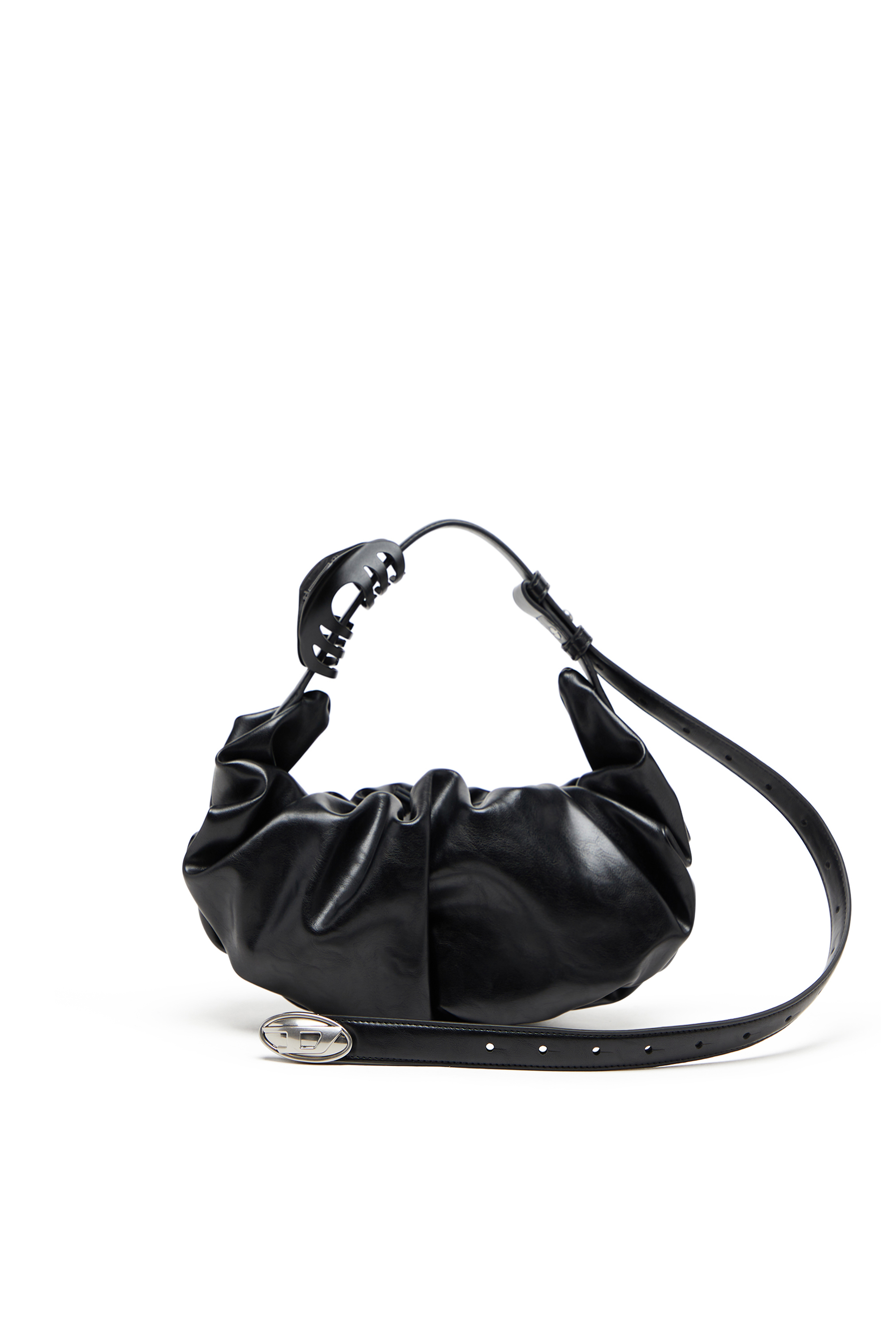 Diesel - GRAB-D HOBO S, Female's Grab-D S-Small scrunched hobo bag in shiny PU in Black - 1