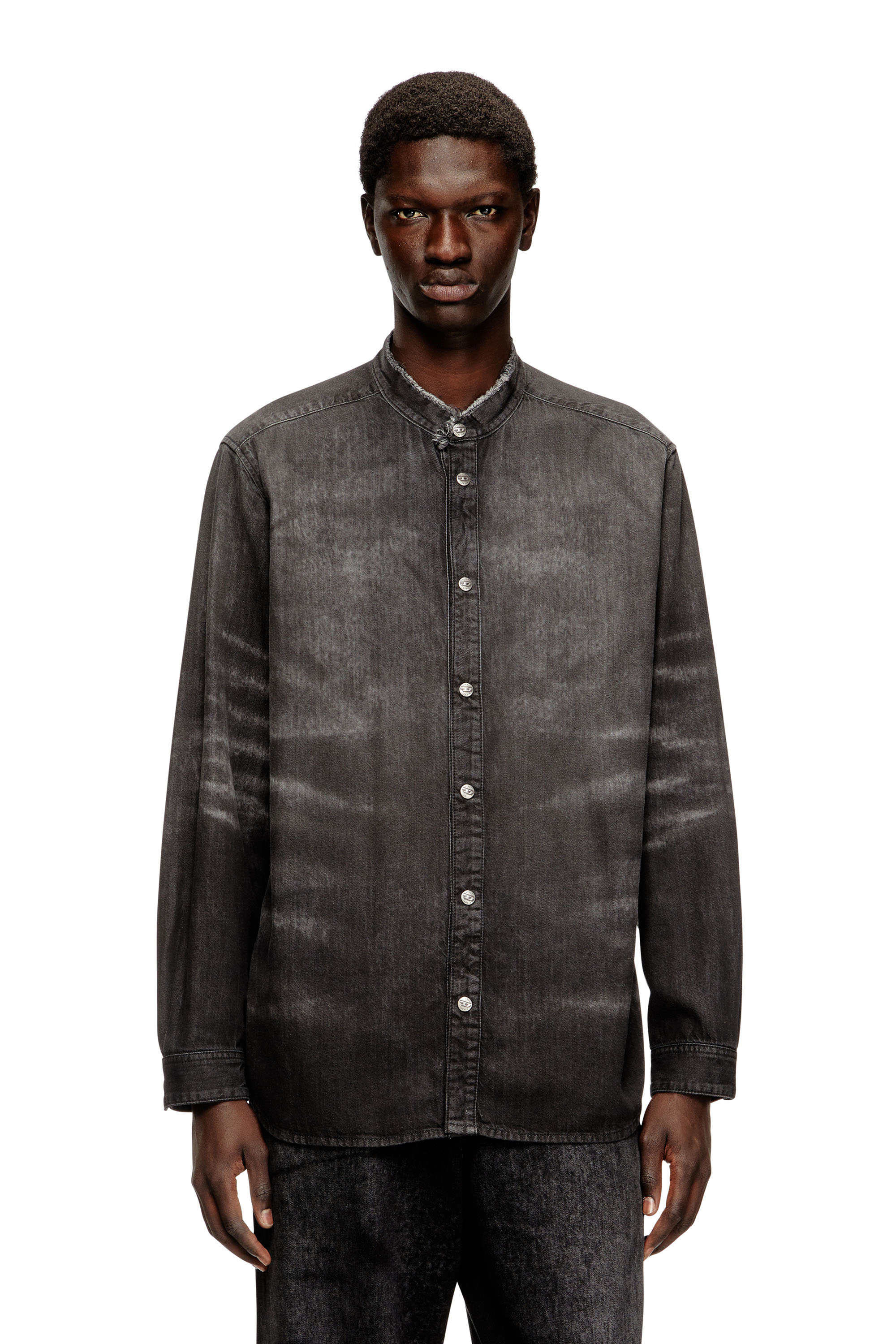 Diesel - D-SIMPLY-FSH, Chemise en denim nid d'abeille effet vieilli Homme in Gris - 1