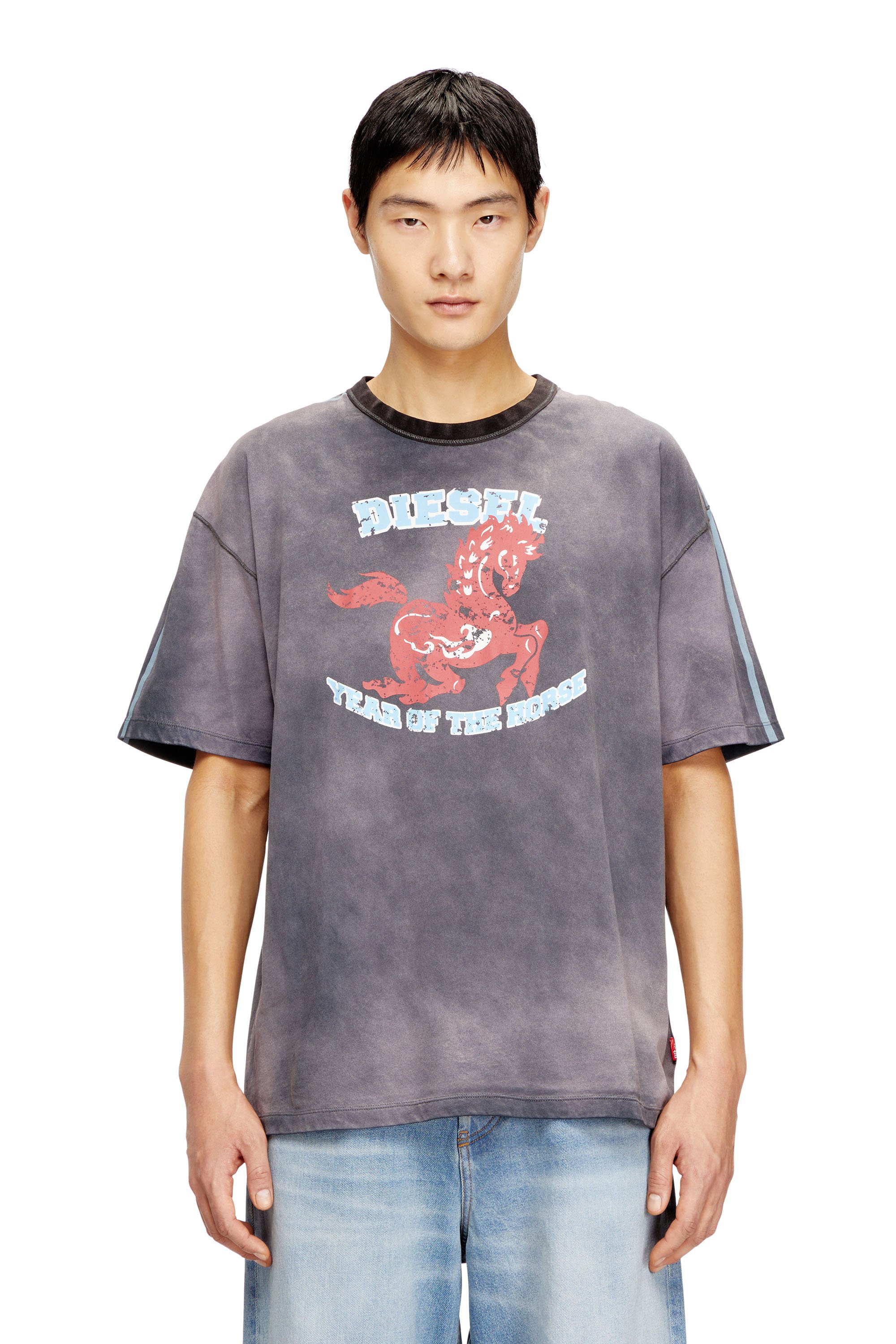 Diesel - CL-T-BOXT-HORSE, Male's Cotton T-shirt with horse graphic print in Grey - 2