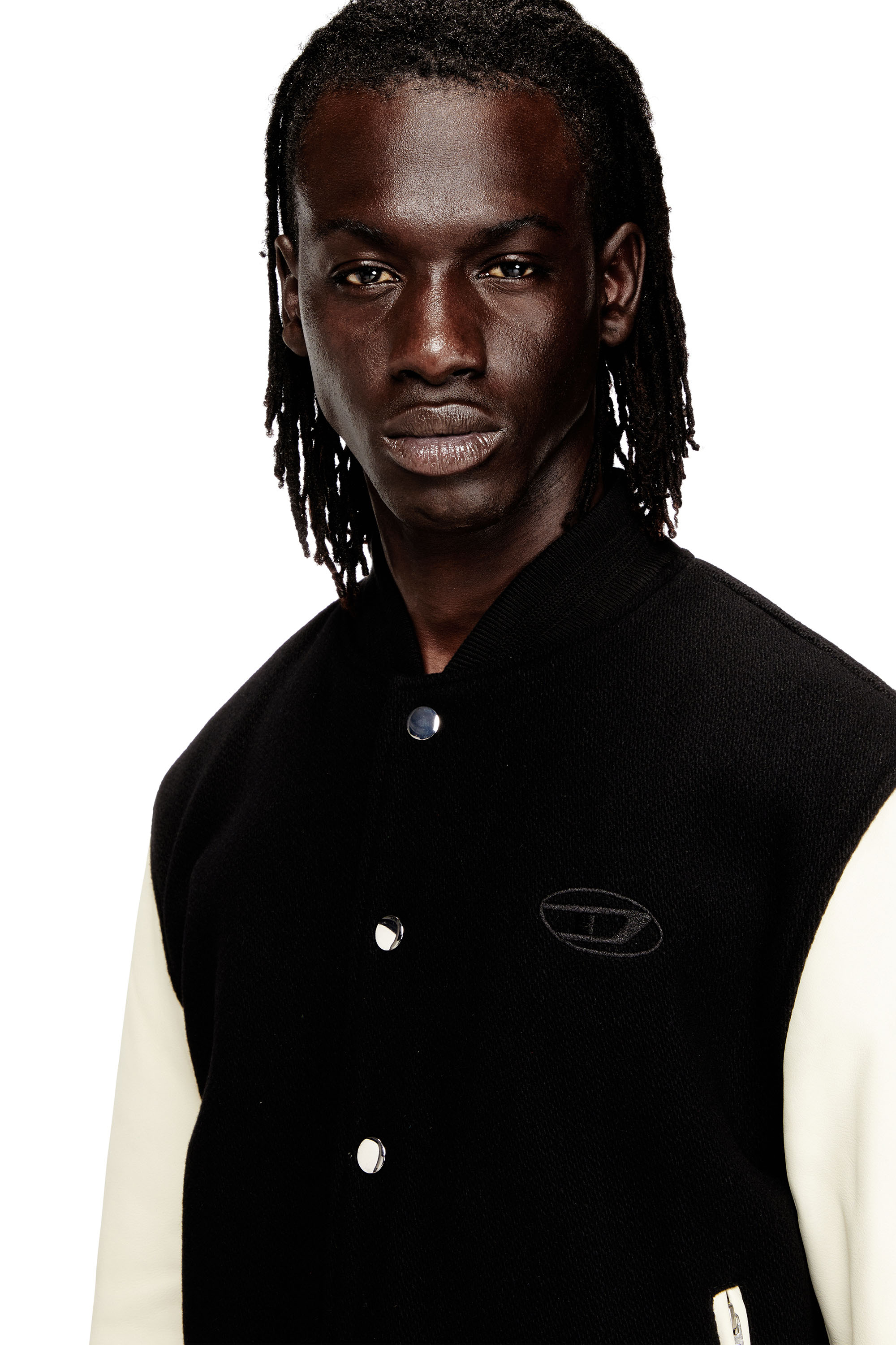 Diesel - L-ARRY-WRD, Male's Bomber jacket in wool blend and leather in null - 4