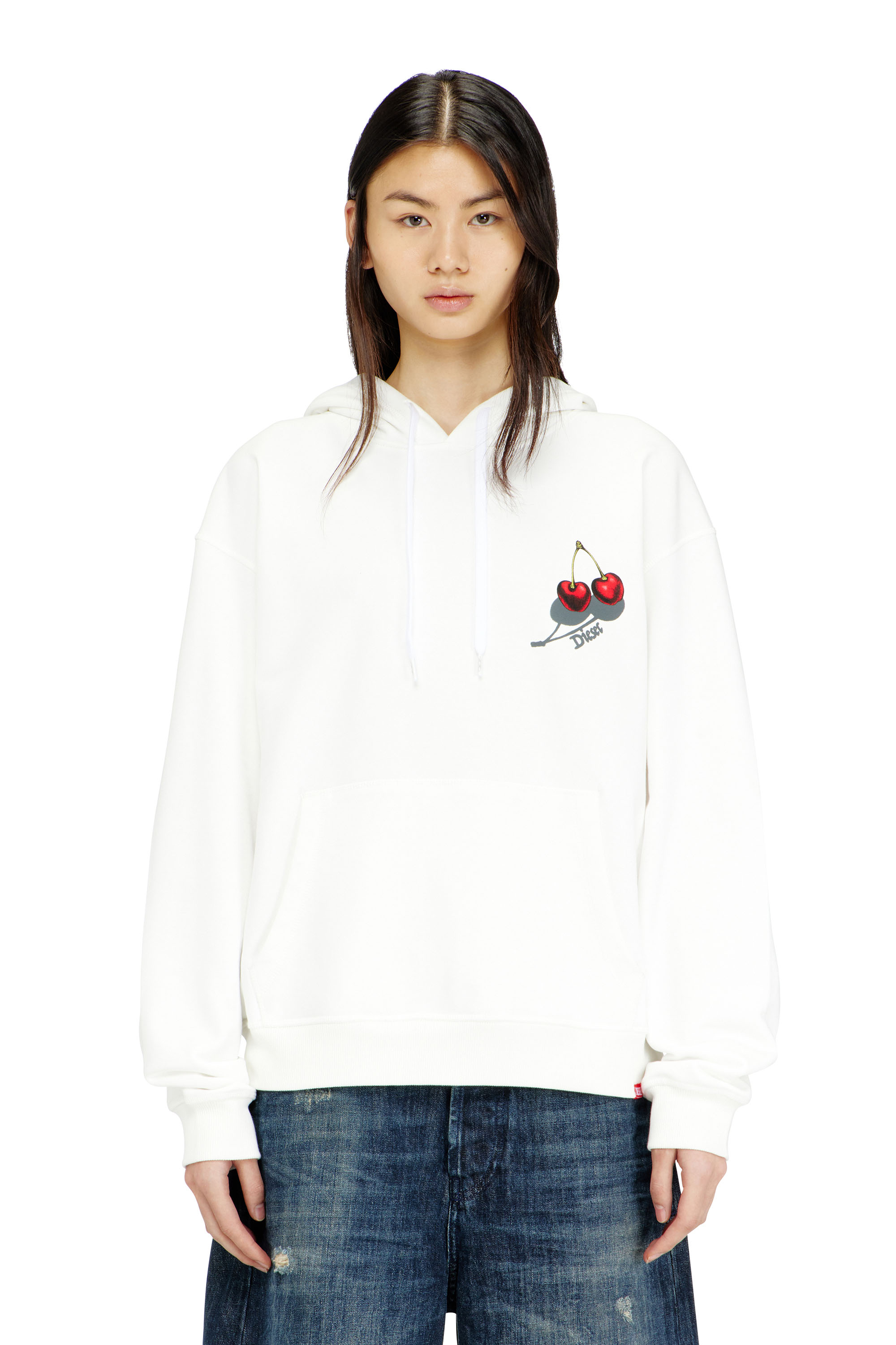 Diesel - SV-S-NORM-HOOD-CHER, Sudadera con capucha de algod&oacute;n con gr&aacute;fico de cereza Unisex in Blanco - 4