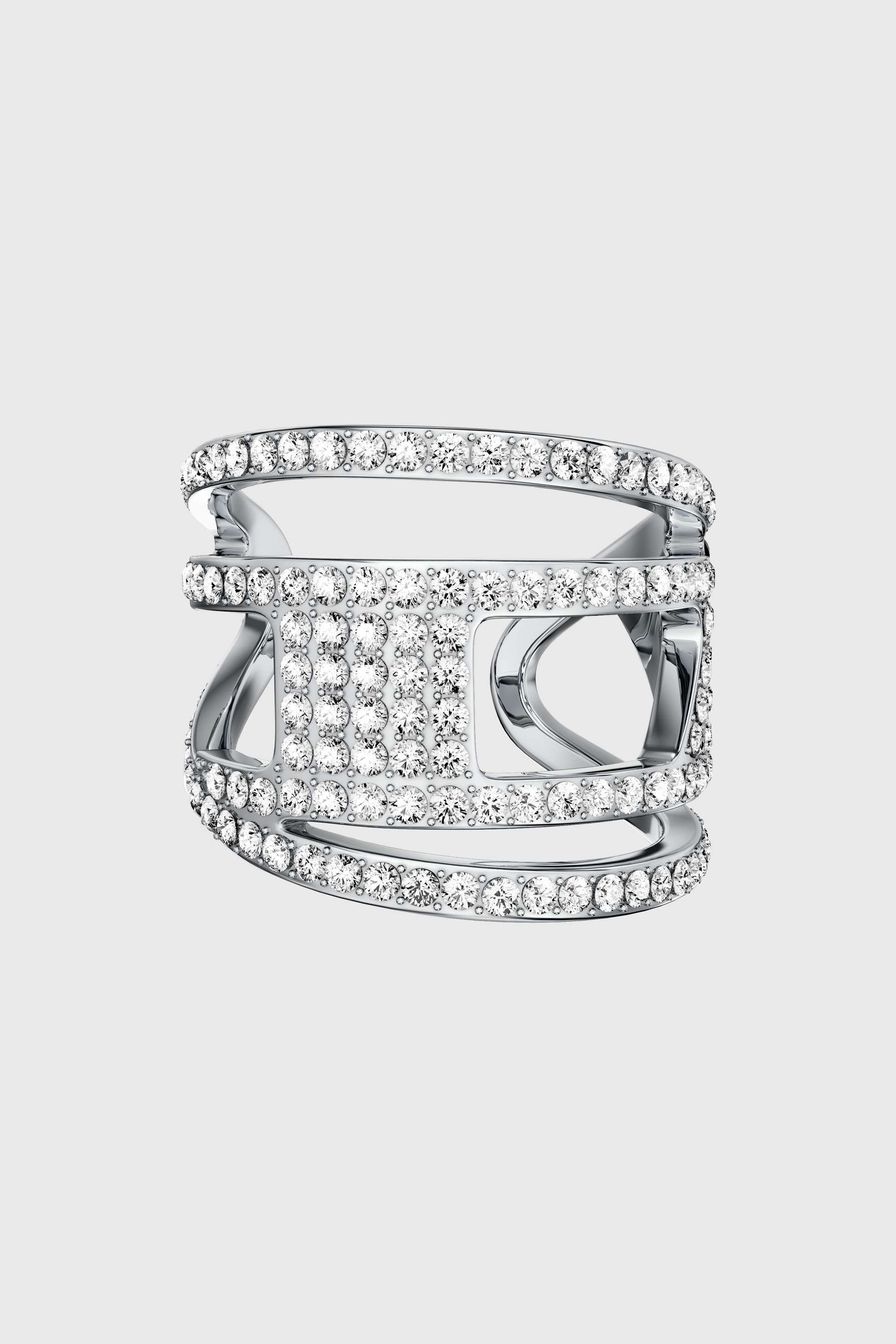 Diesel - DX1705040 JEWELLERY, Unisex's Stainless steel glitz D band ring in Silver - 4