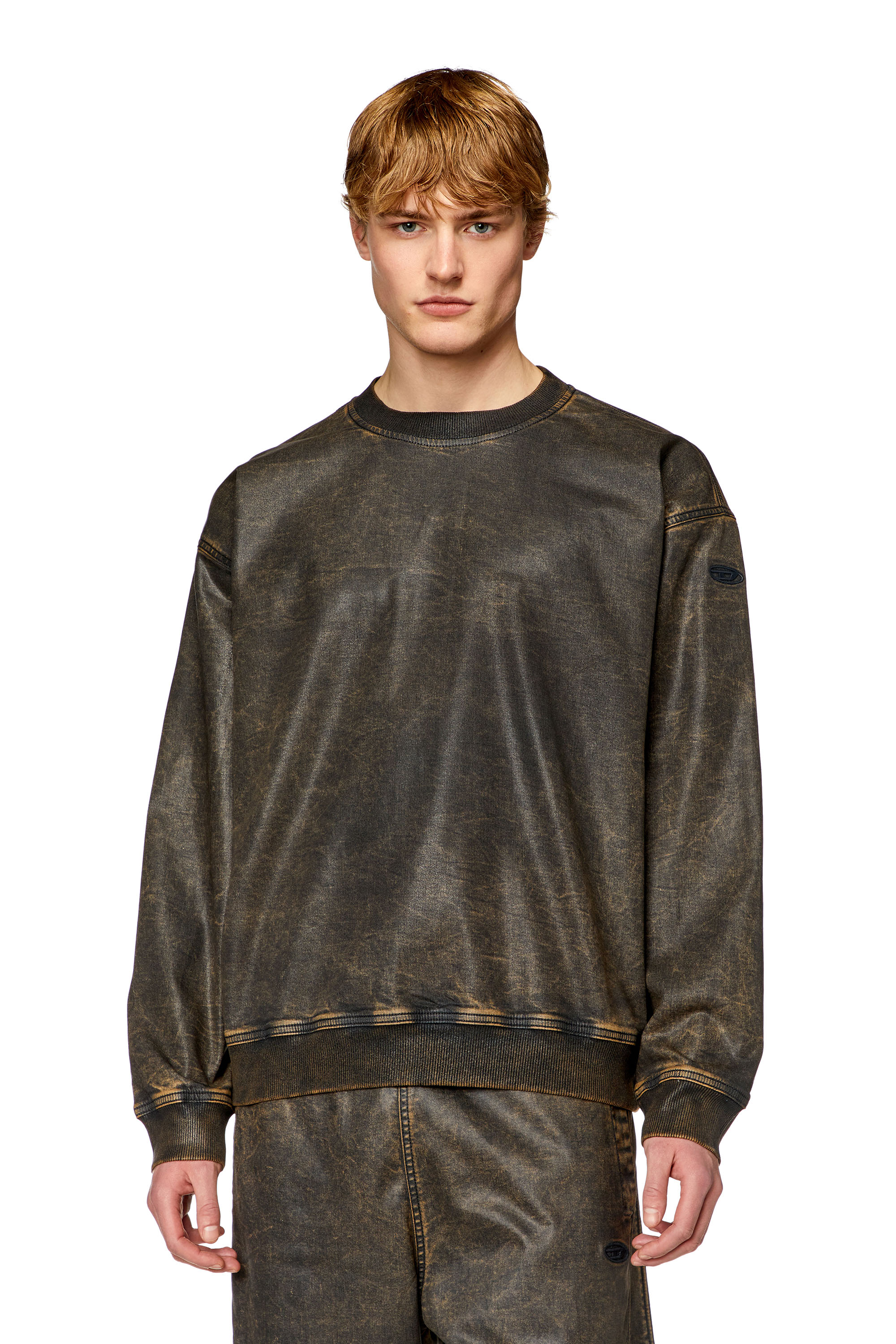 Diesel - D-KRIB-S TRACK, Sudadera en Track Denim tipo m&aacute;rmol Hombre in Multicolor - 3