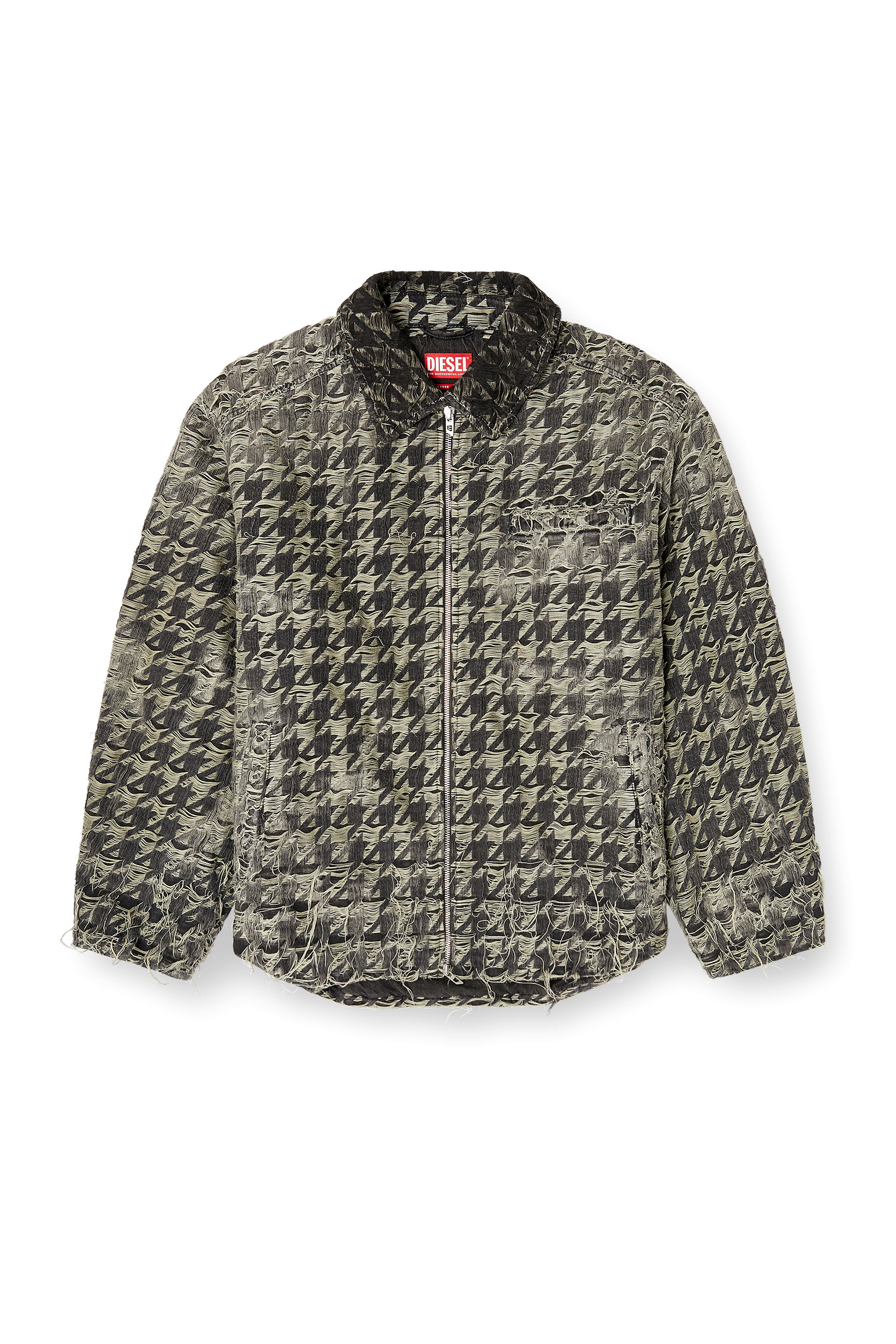 Diesel - D-ELMO-FSH, Veste en denim tissé pied-de-poule Homme in Noir - 3