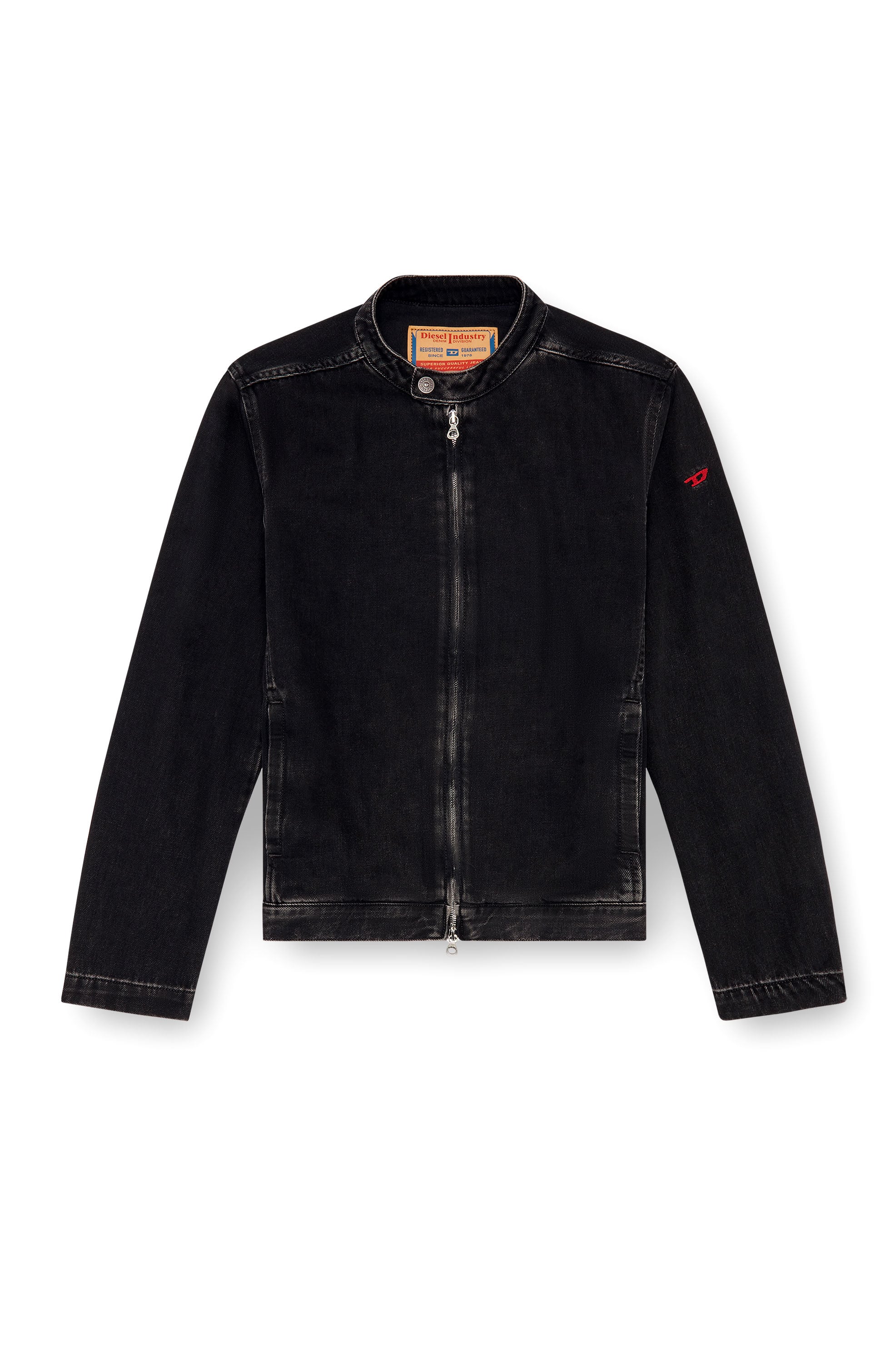 Diesel - D-GLORY, Male's Moto jacket in clean-wash denim in Black - 2