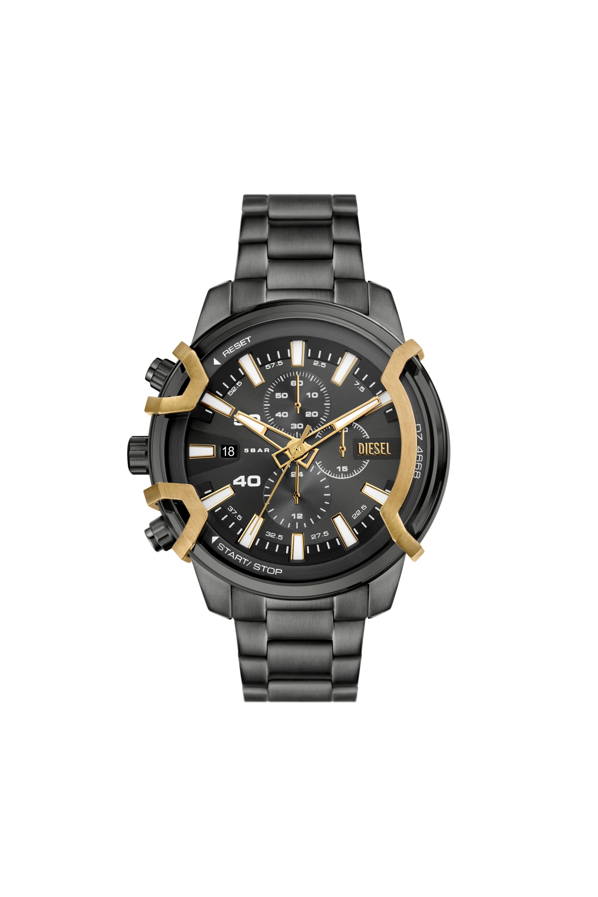 Diesel - DZ4668, Male's Griffed Two-Tone Stainless Steel Watch in Dark Grey - 1