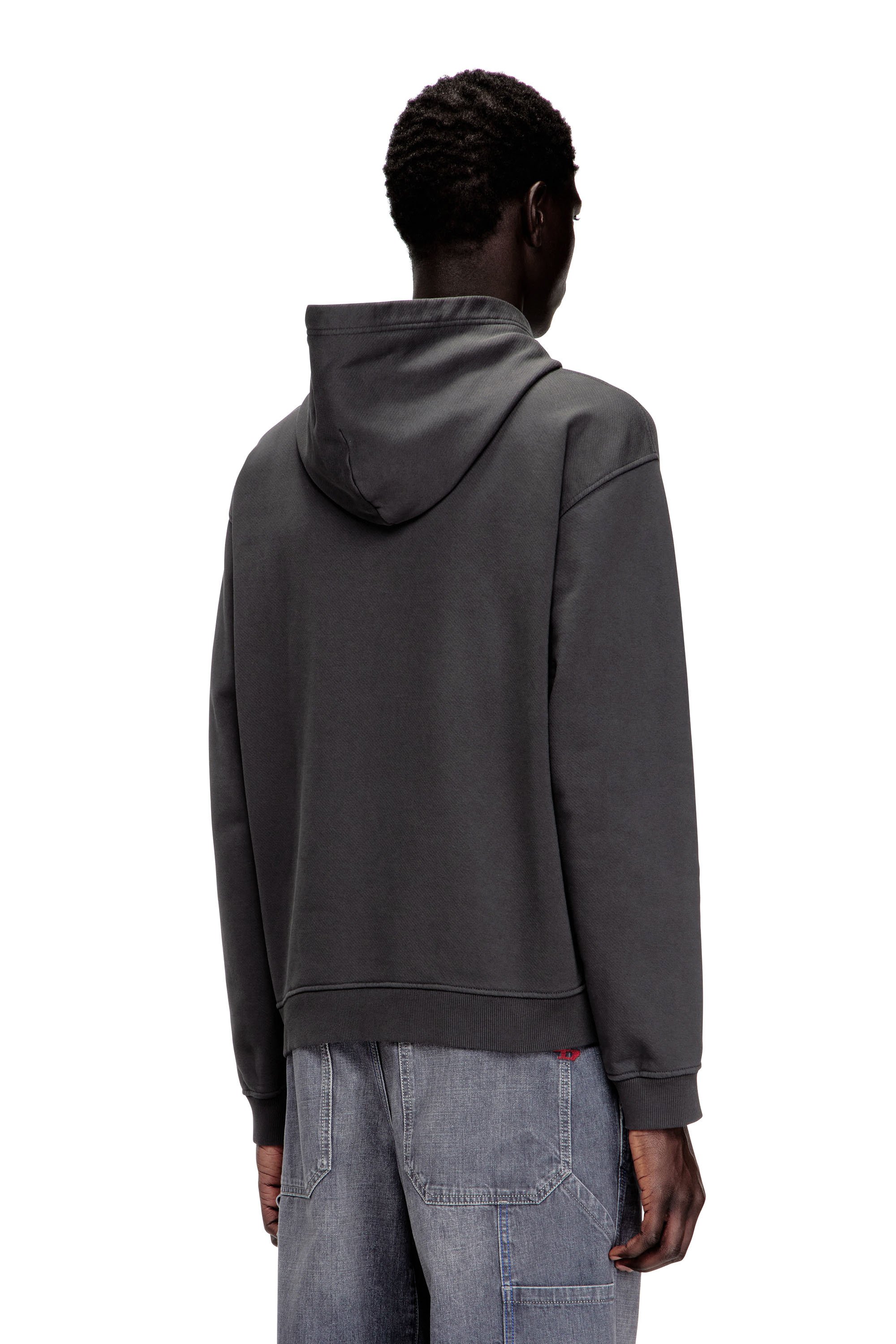 Diesel - S-NORMAN-HOOD, Sudadera de algod&oacute;n con aplique de D Hombre in Gris - 4