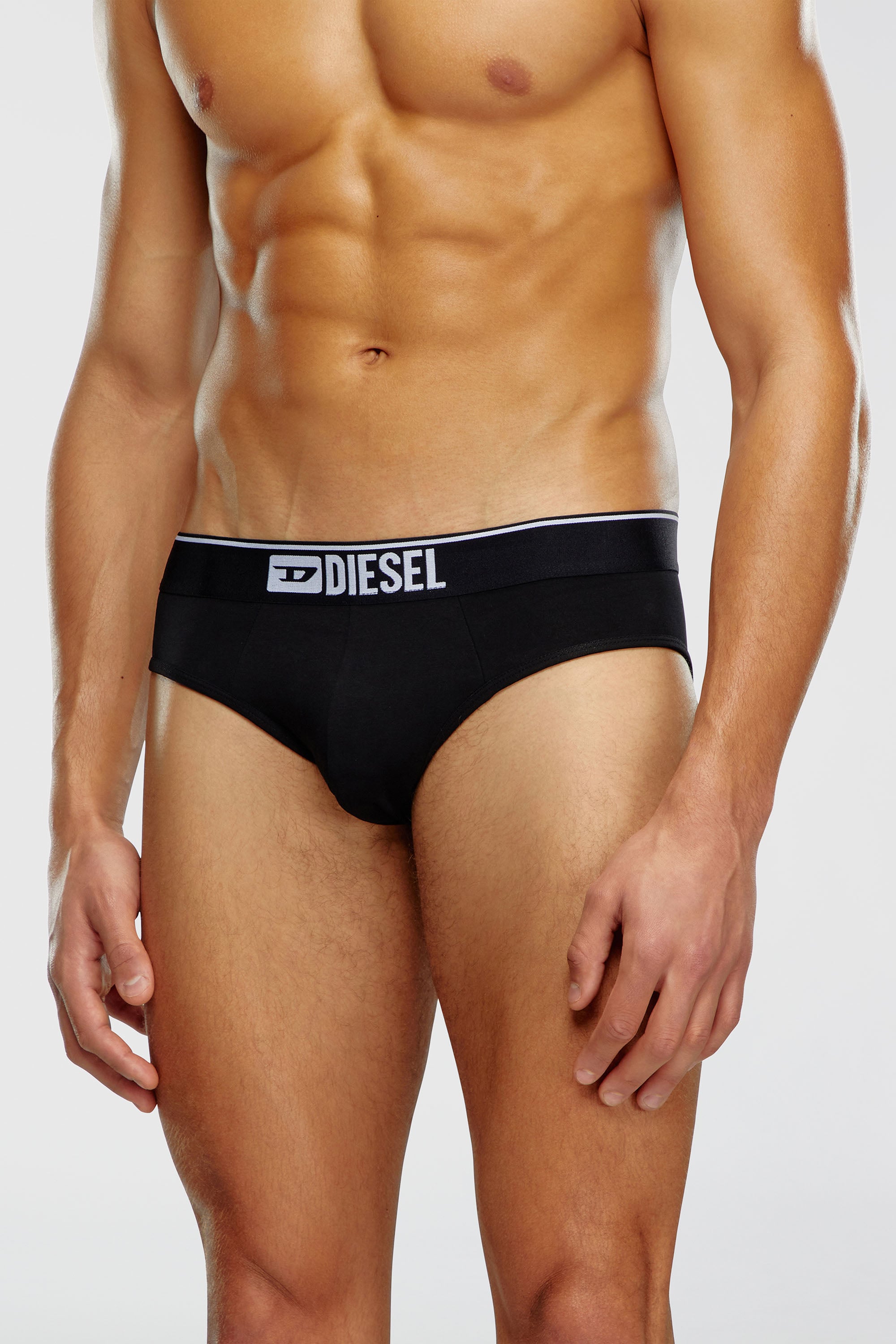 Diesel - UMBR-ANDRETHREEPACK, Lot de trois slips couleur unie &agrave; logo Homme in Noir - 2