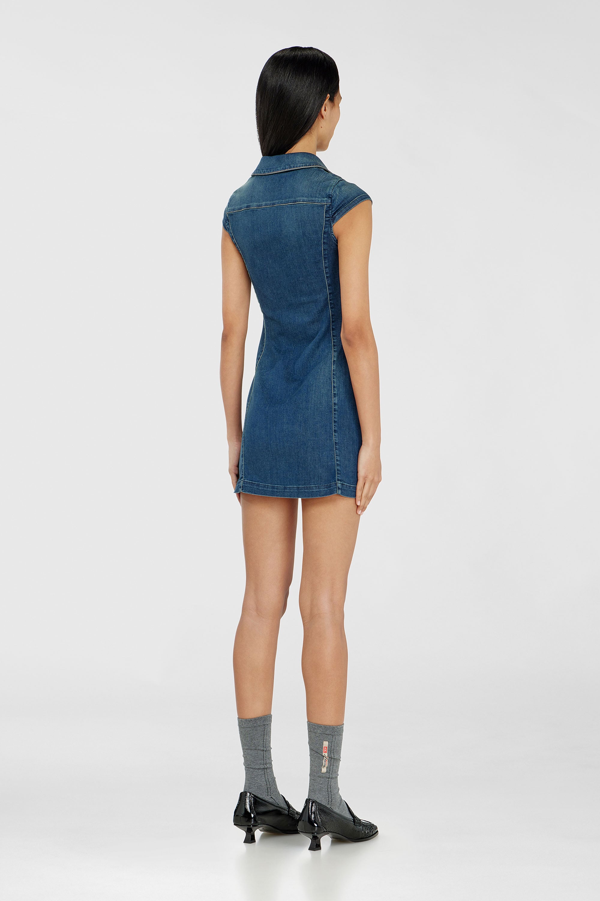 Diesel - DE-LORVYN-S, Female's Denim shirt dress with full zip in Medium Blue - 4