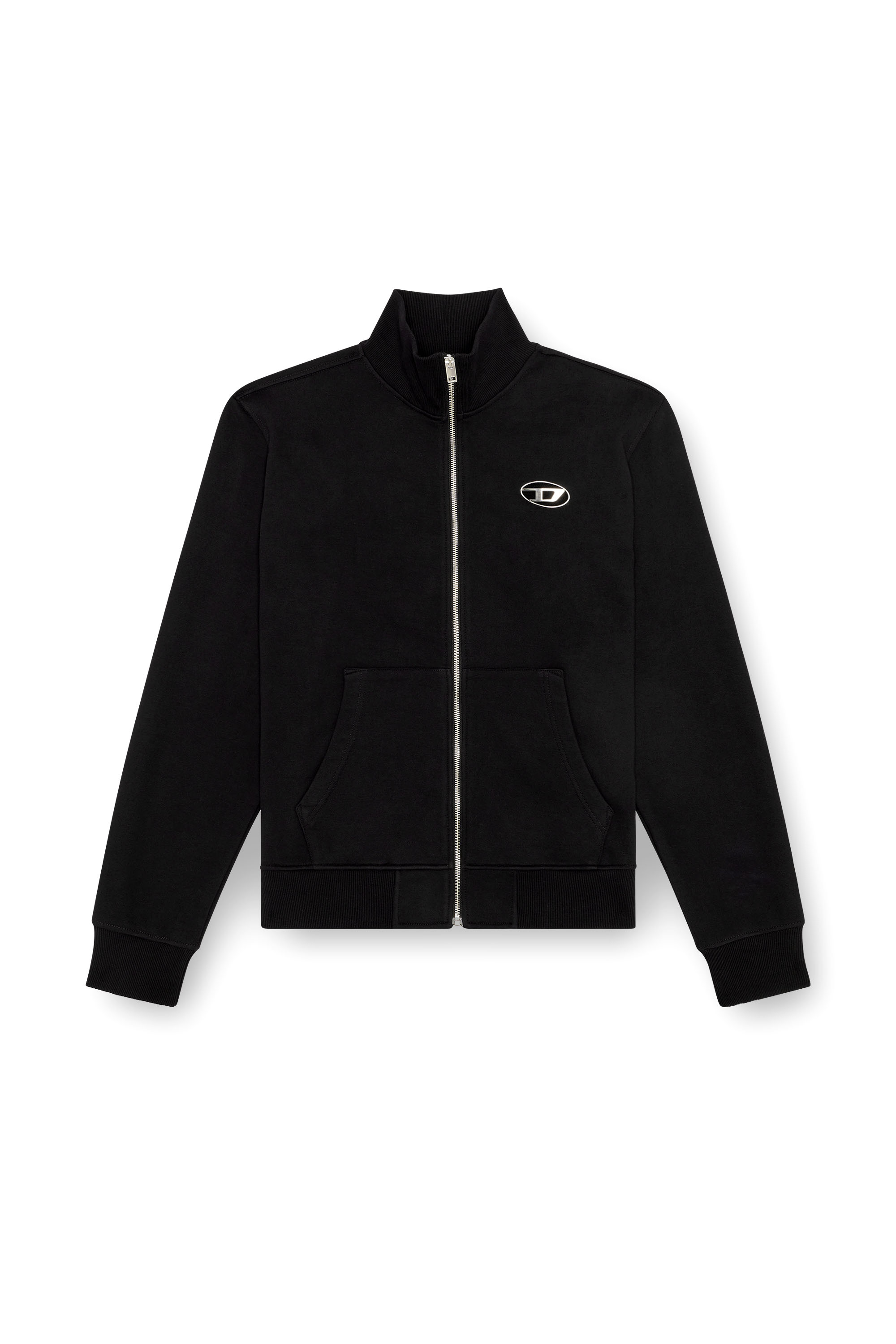 Diesel - S-GINNI-ZIP-OD, Sweat-shirt zippé avec logo métallisé Homme in Noir - 4