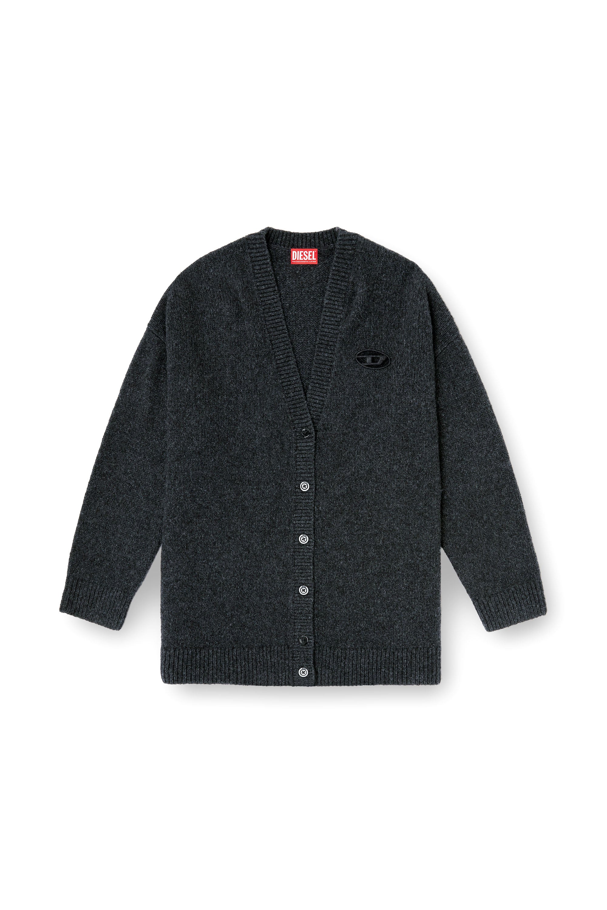 Diesel - M-AREELA, Woman's Cardigan in wool and alpaca blend in Black/Grey - 3