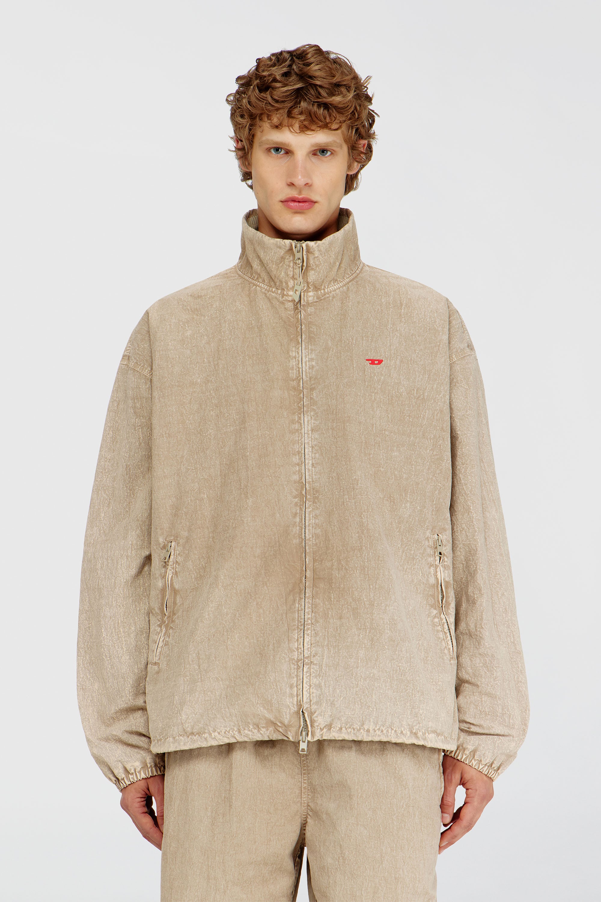 Diesel - J-CORSE-PLBH, Veste taslan trait&eacute;e avec finition sp&eacute;ciale Homme in Beige - 1