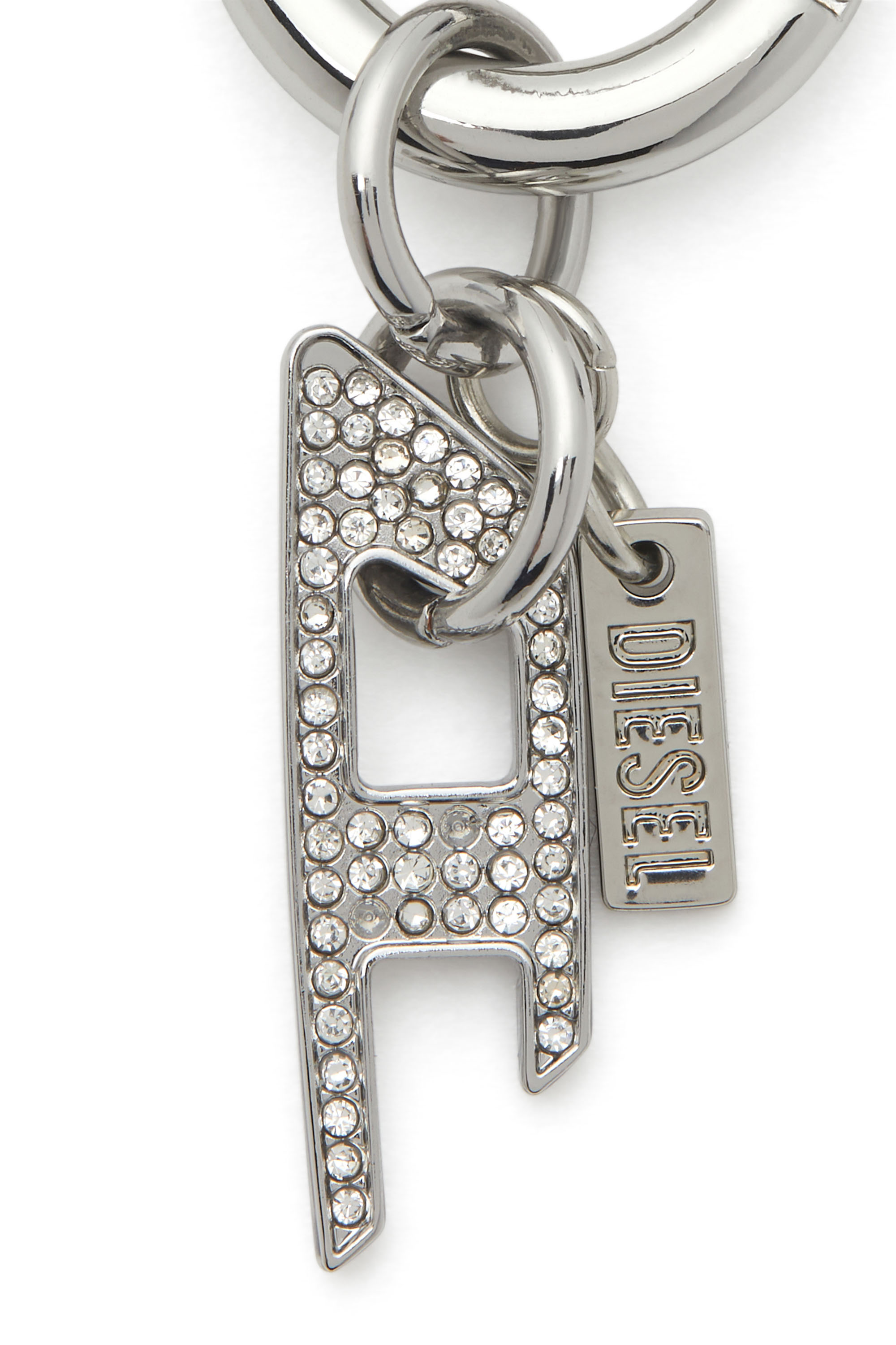 Diesel - CHARM-D, Unisex's Metal keyring with rhinestone D charm in Silver - 2