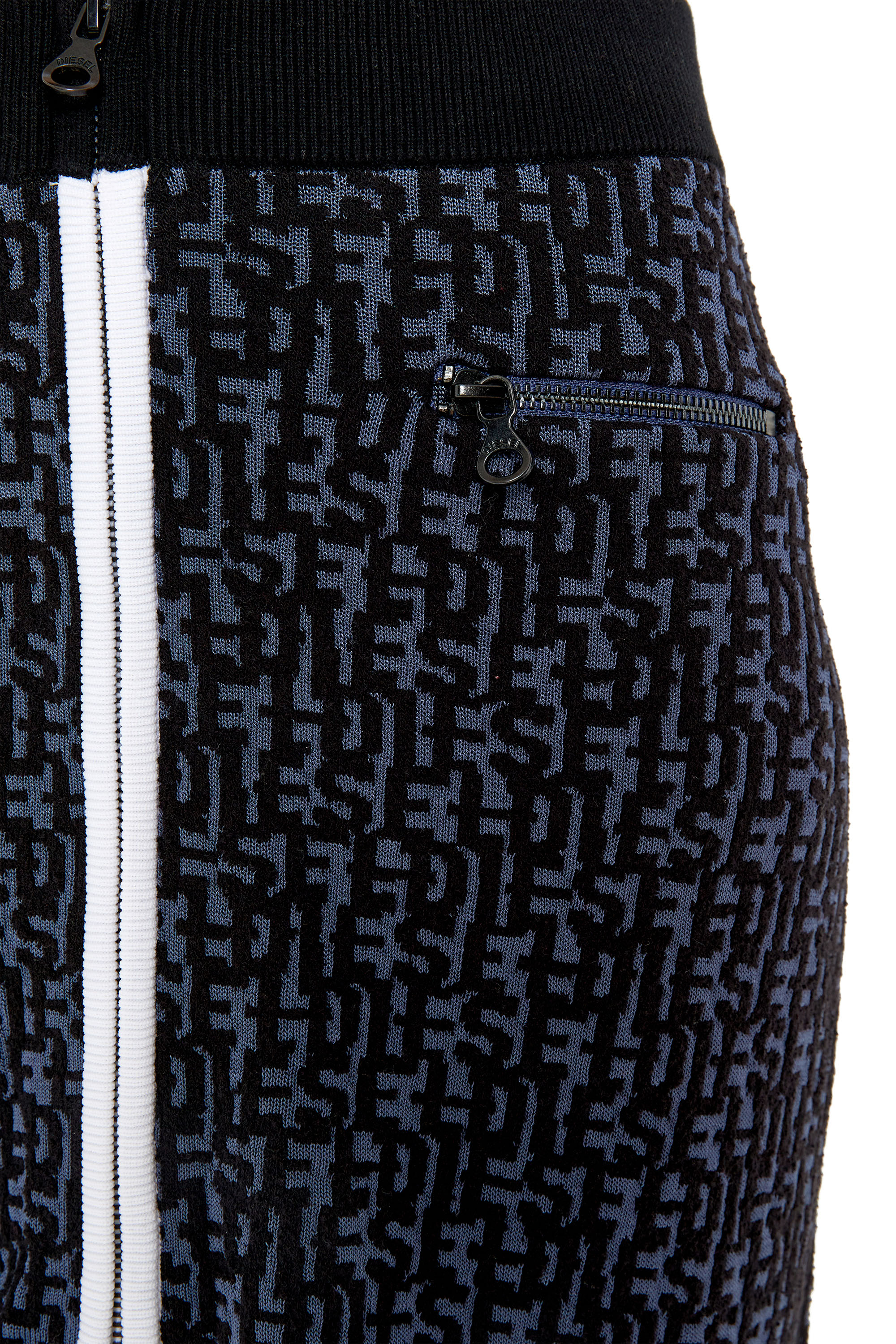Diesel - M-ATHILDETTE, Woman's Short skirt with boucl&eacute;-knit monogram in Blue/Black - 5