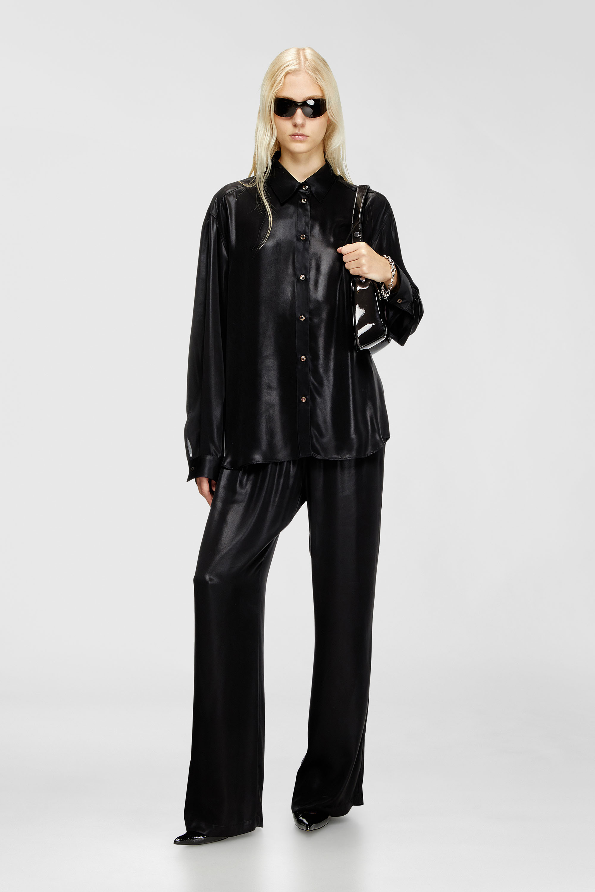 Satin track pants