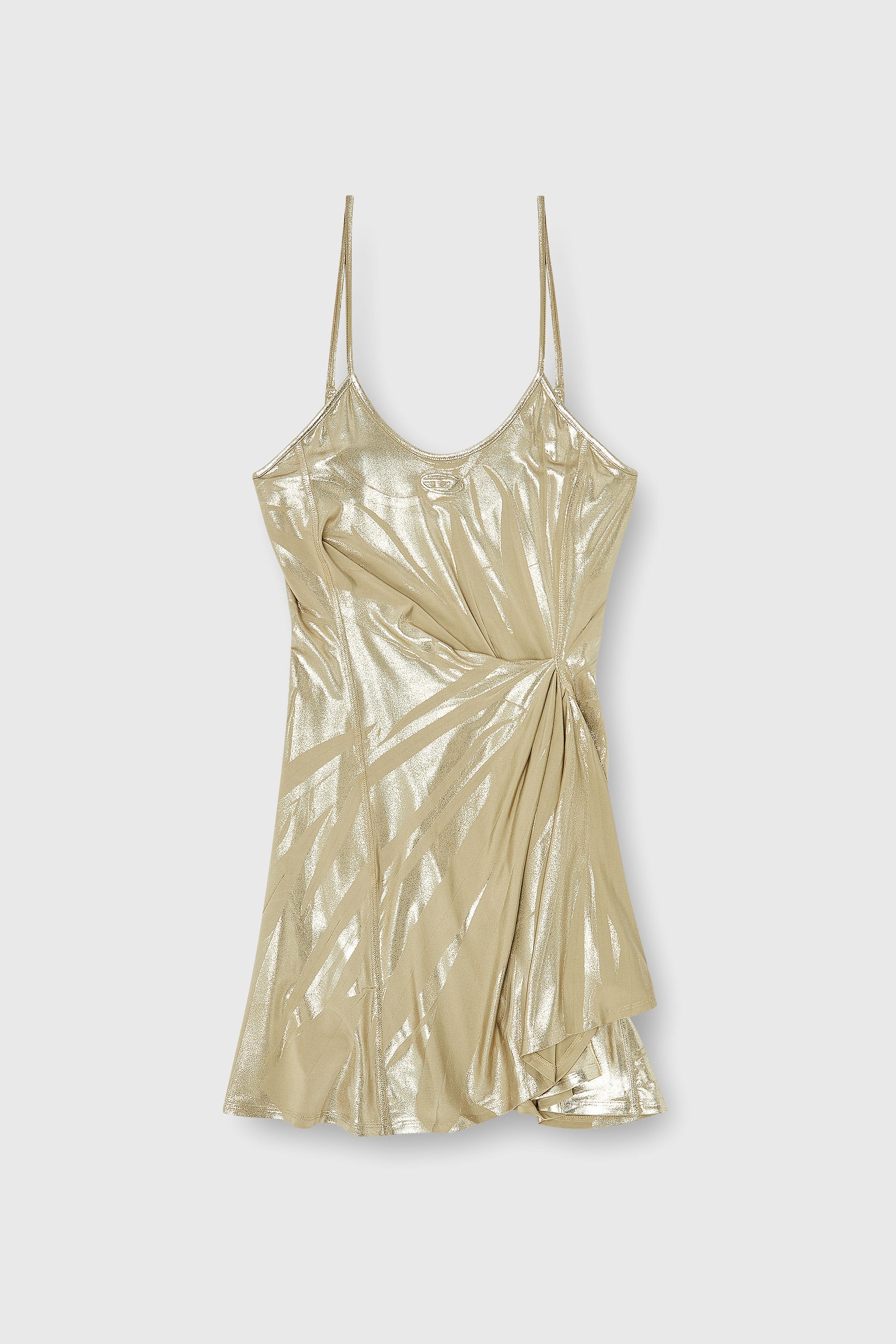 Diesel - D-INVY, Vestido mini de stretch jersey con acabado met&aacute;lico Mujer in Dorado - 2
