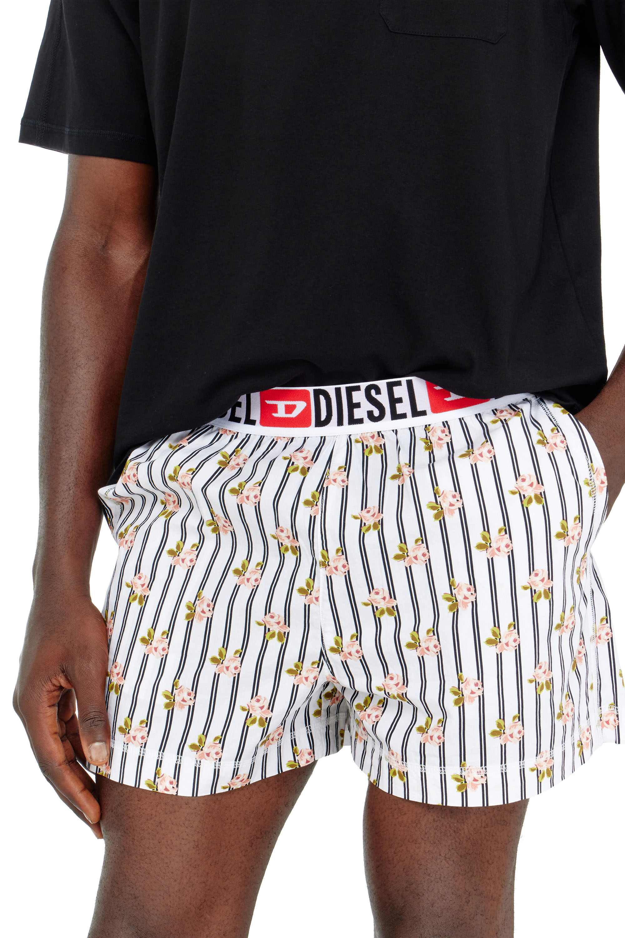 Diesel - KIT-JACK-D-CORE, Man's Cotton pajama set with printed shorts in Multicolor/Black - 3