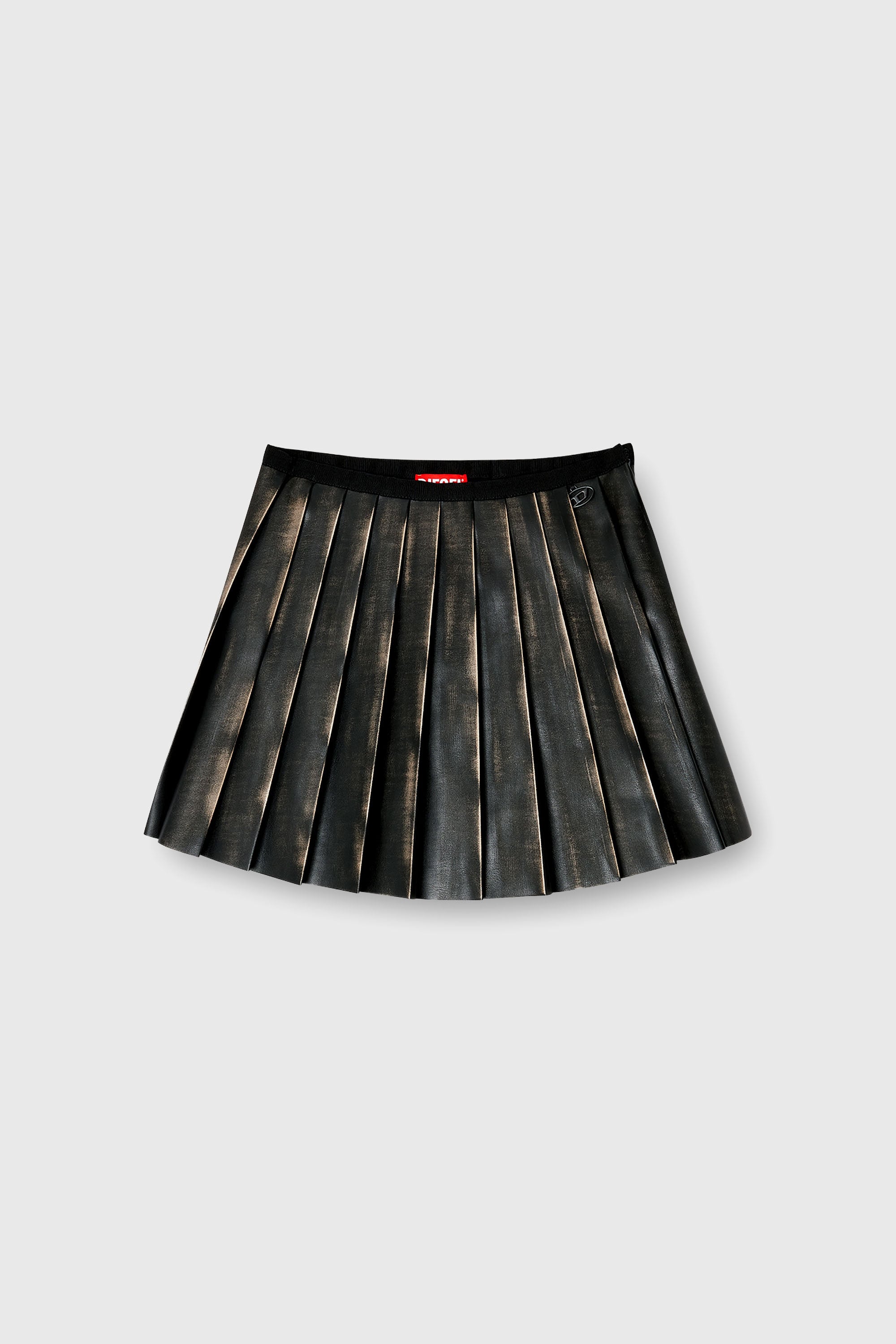 Diesel - O-SAKA-MINI, Falda corta plisada con efecto desgastado Mujer in Marr&oacute;n - 2