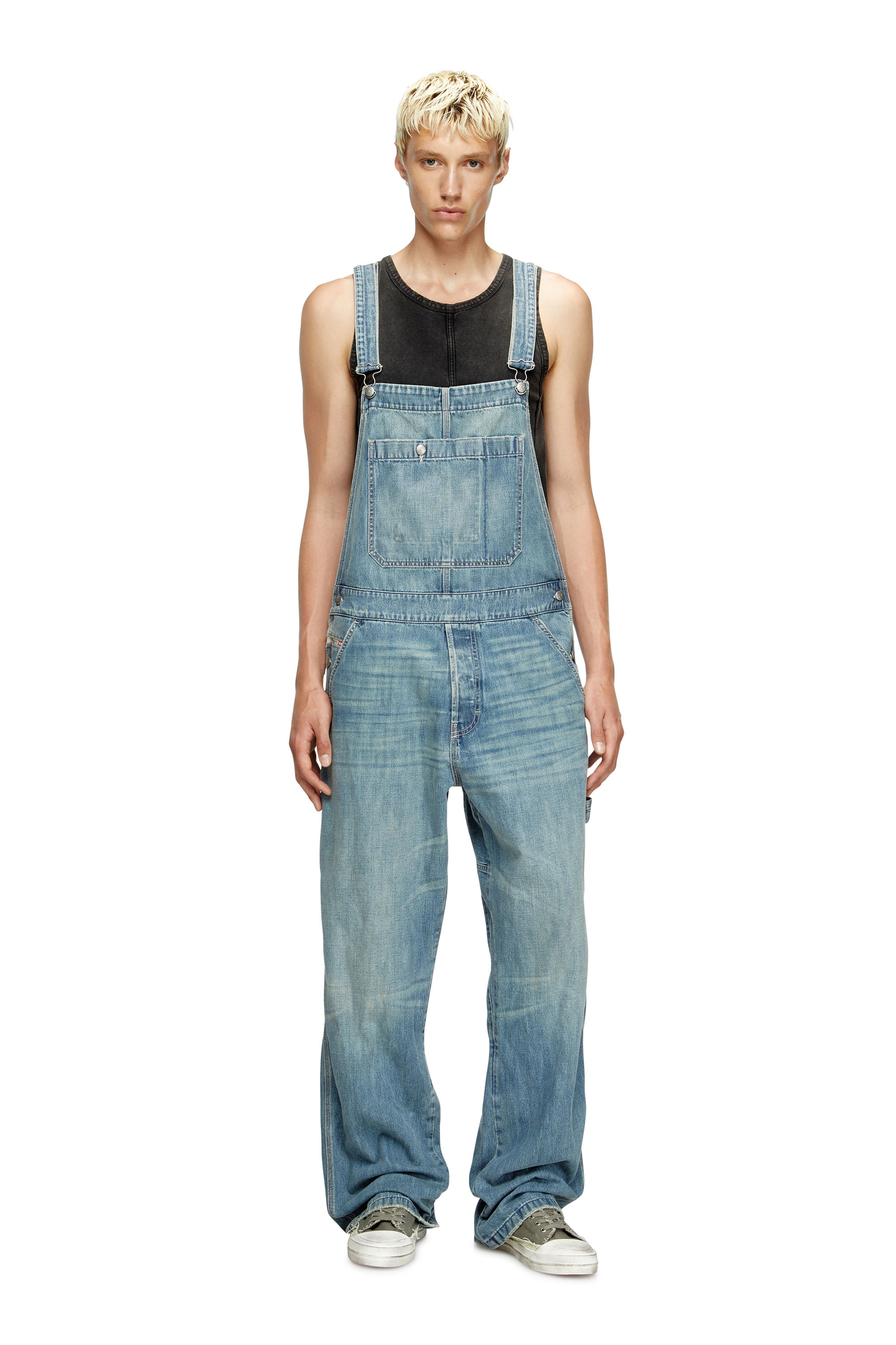 Diesel - D-FRAMU-U, Unisex's Utility-style denim dungarees in Light Blue - 4
