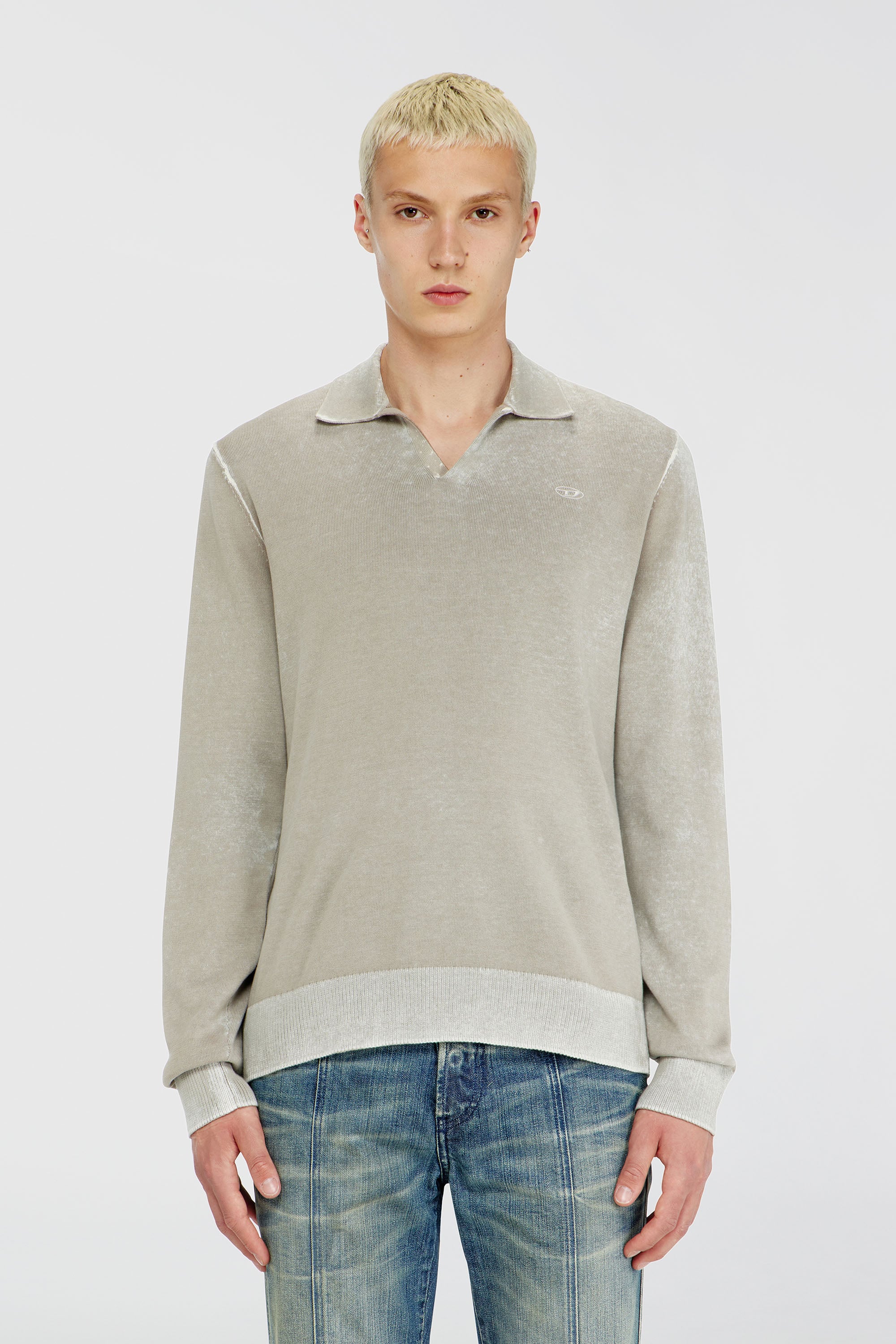 Diesel - K-LAWRENCE, Jersey polo con estampado inverso deste&ntilde;ido Hombre in Beige - 1