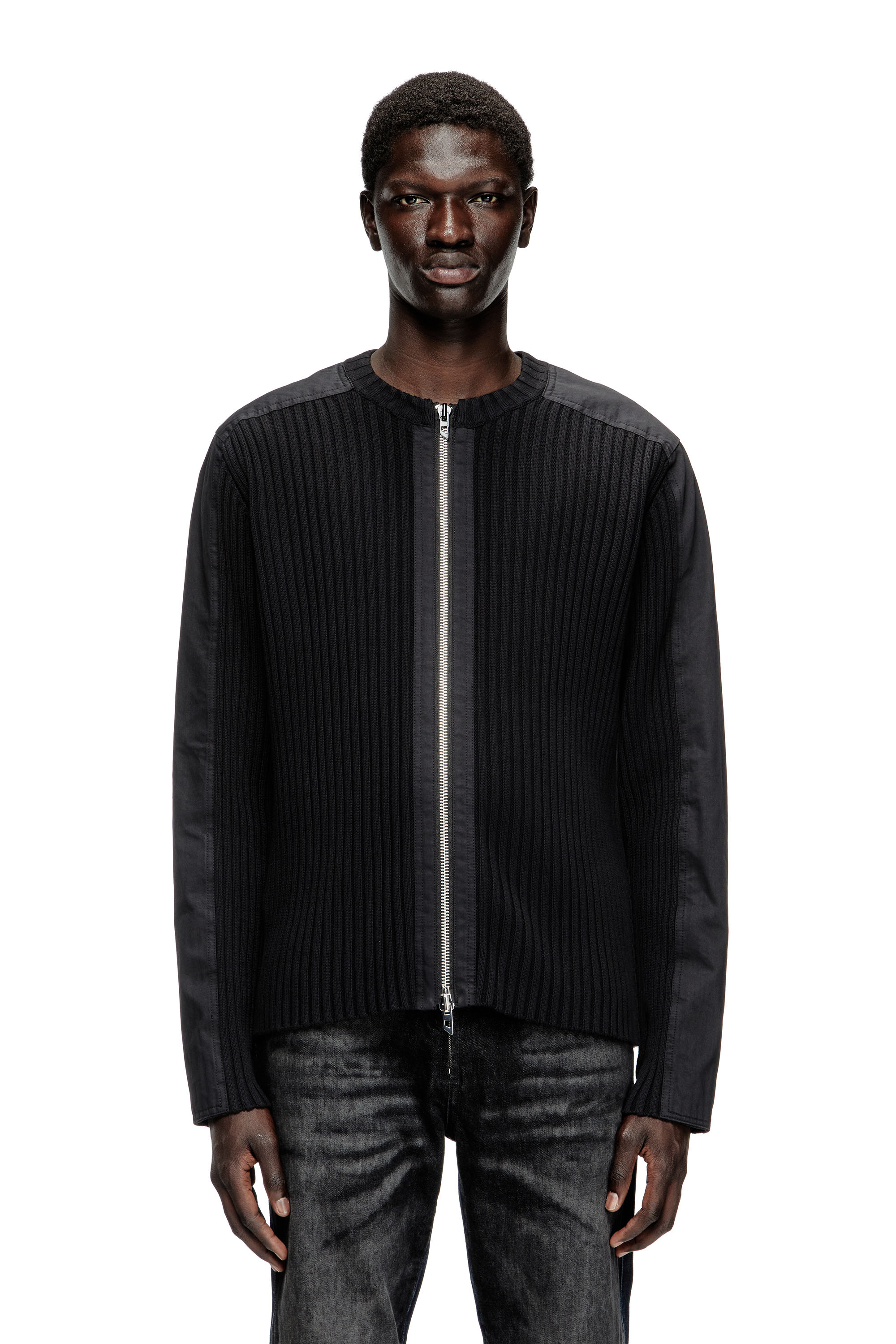 Diesel - K-MATTY, Cardigan zippé avec empiècements utilitaires Homme in Noir - 3