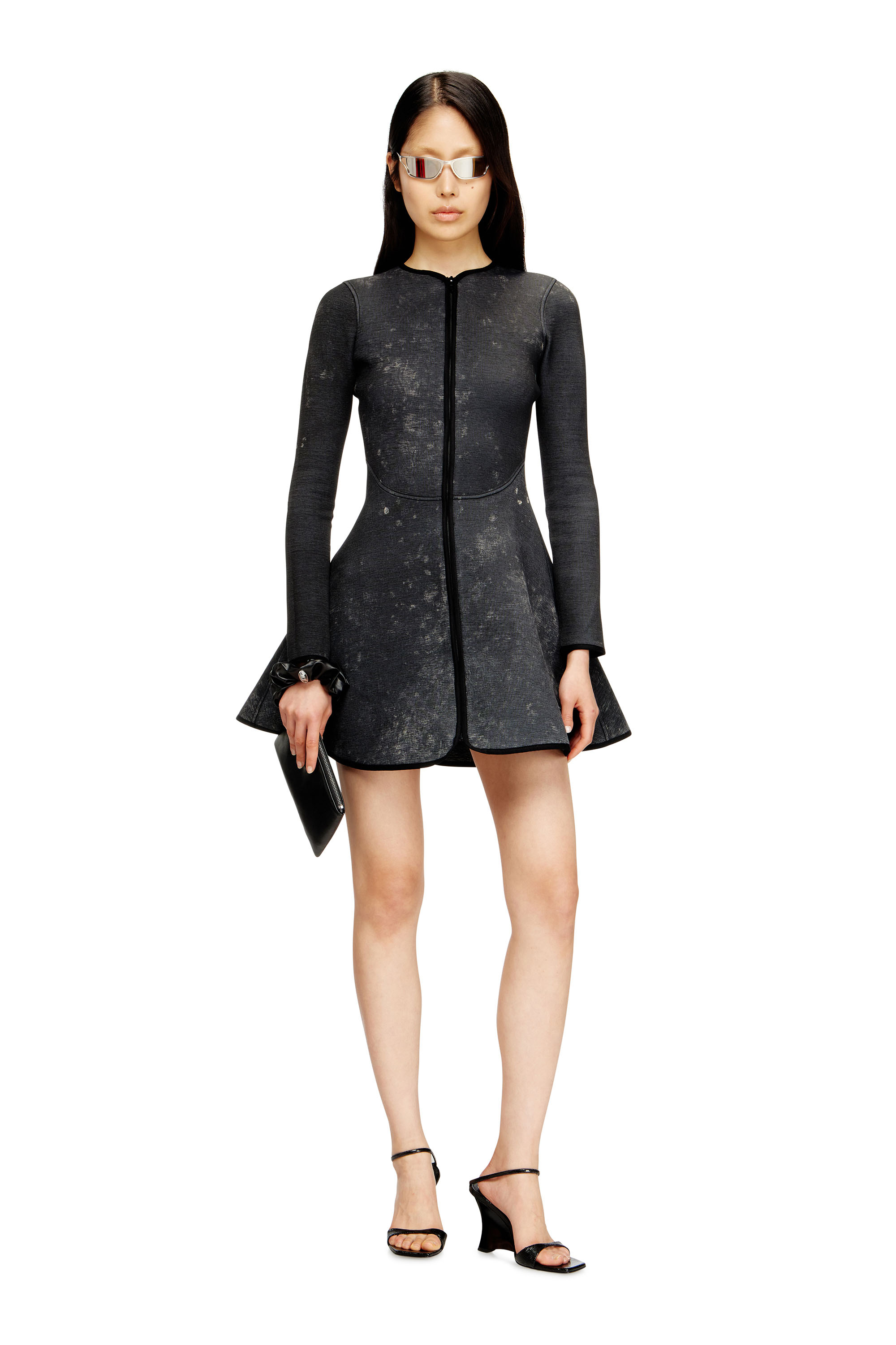 Diesel - D-EOPRE, Female's Short dress in marbled scuba in Dark Grey - 1