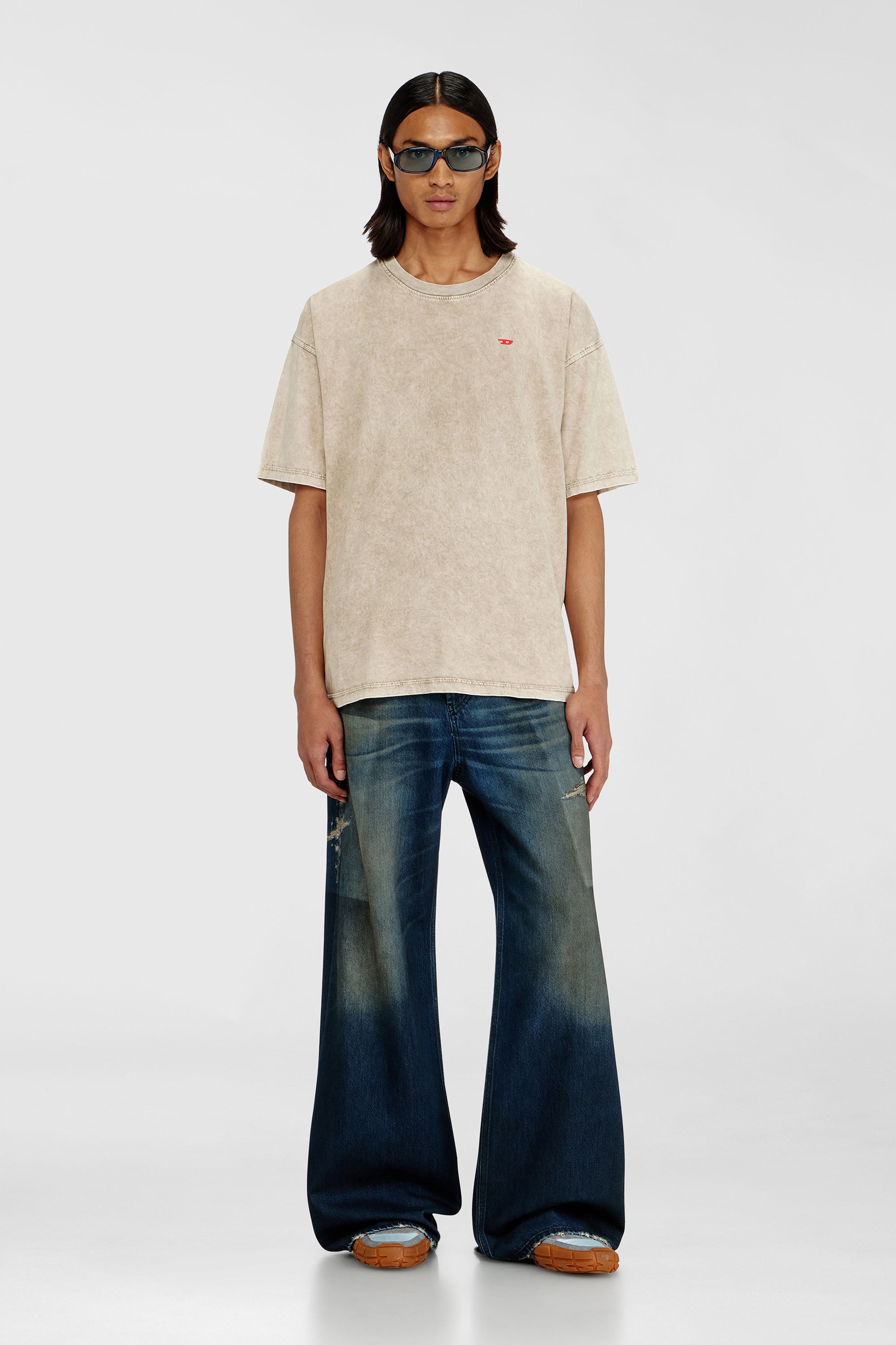 Diesel - T-BOXT-AA14, Male's Cotton T-shirt with treated effect in Beige - 2