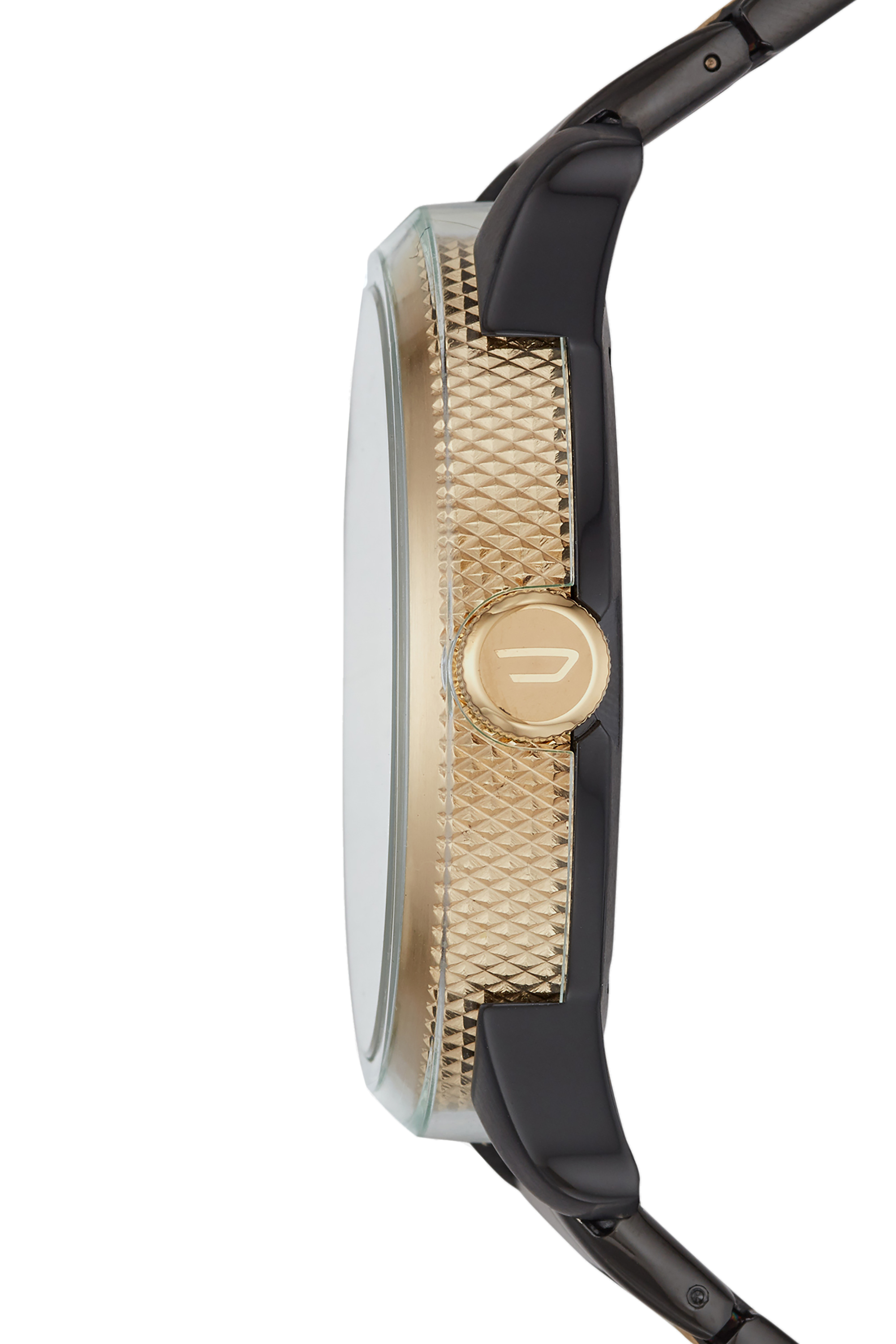 Diesel - DZ1877, Man's Three-hand stainless steel watch in Black/Gold - 2