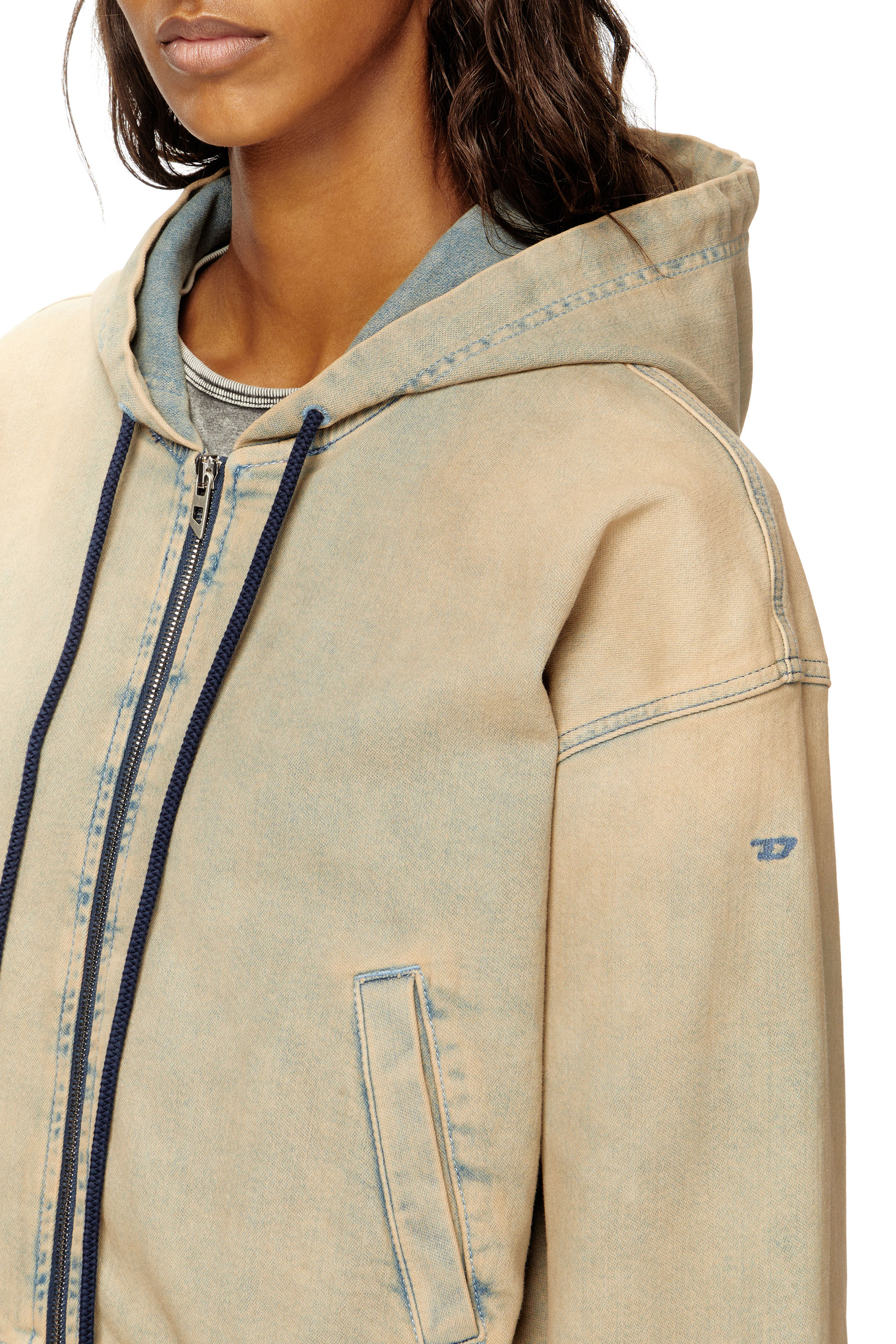 Diesel - DE-GIRI-CROP JOGG, Female's Zipped hoodie in coloured JoggJeans in Beige/Blue - 4
