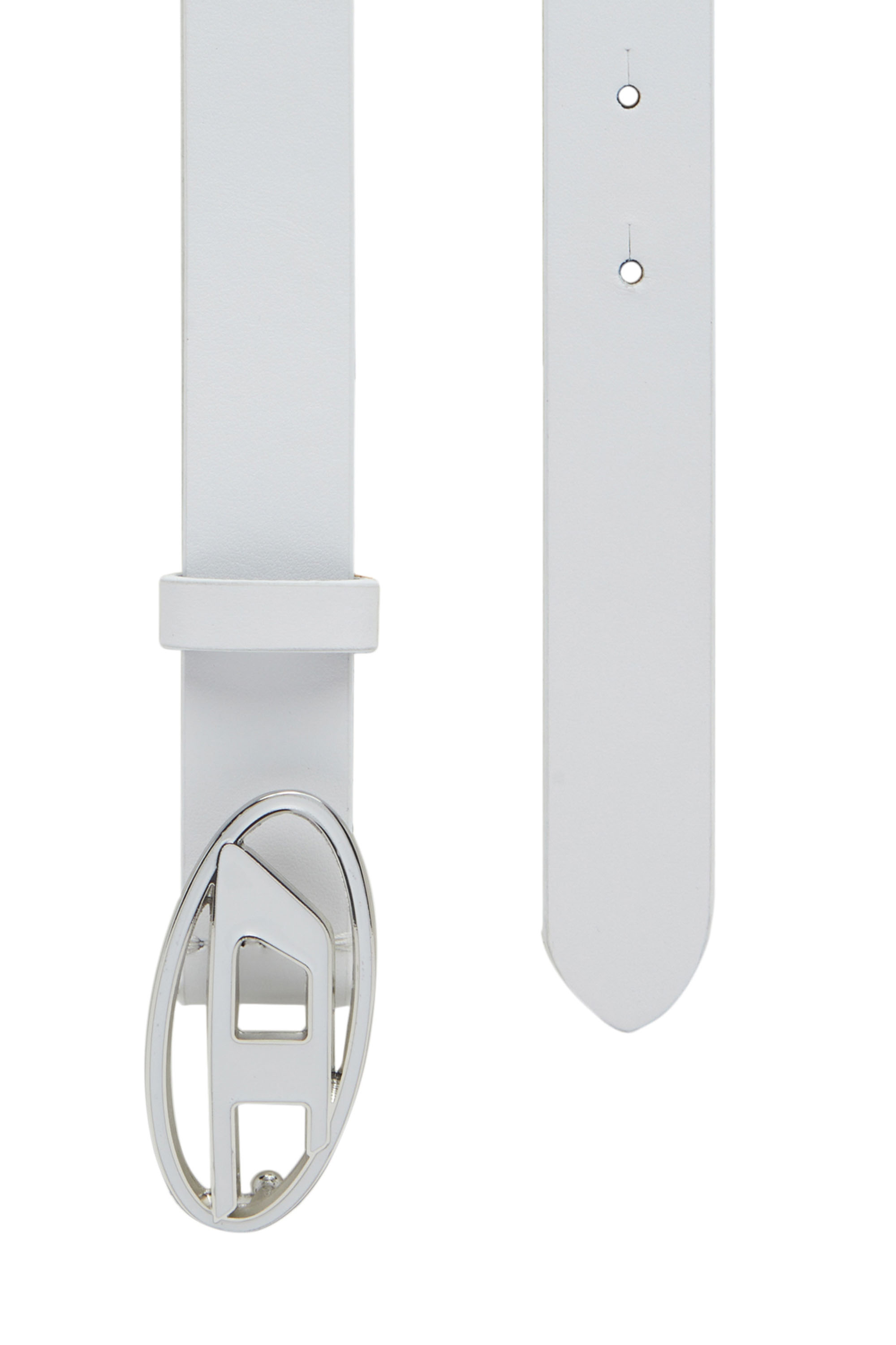 Diesel - B-1DR 25, Female's 2.4cm leather belt with enamelled buckle in White - 2
