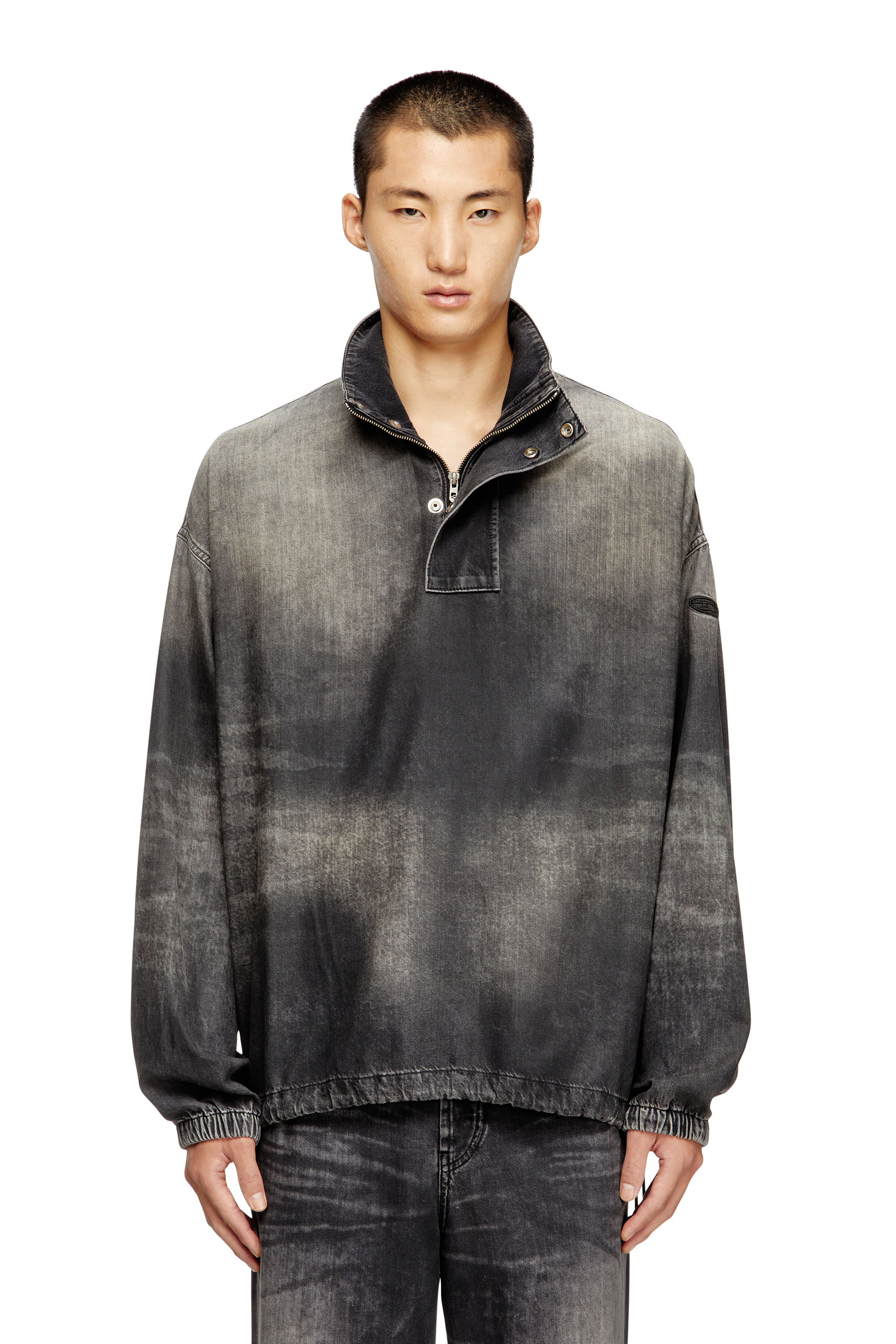 Diesel - D-FLOW-S3, Unisex's Denim top with mock neck in Black - 2