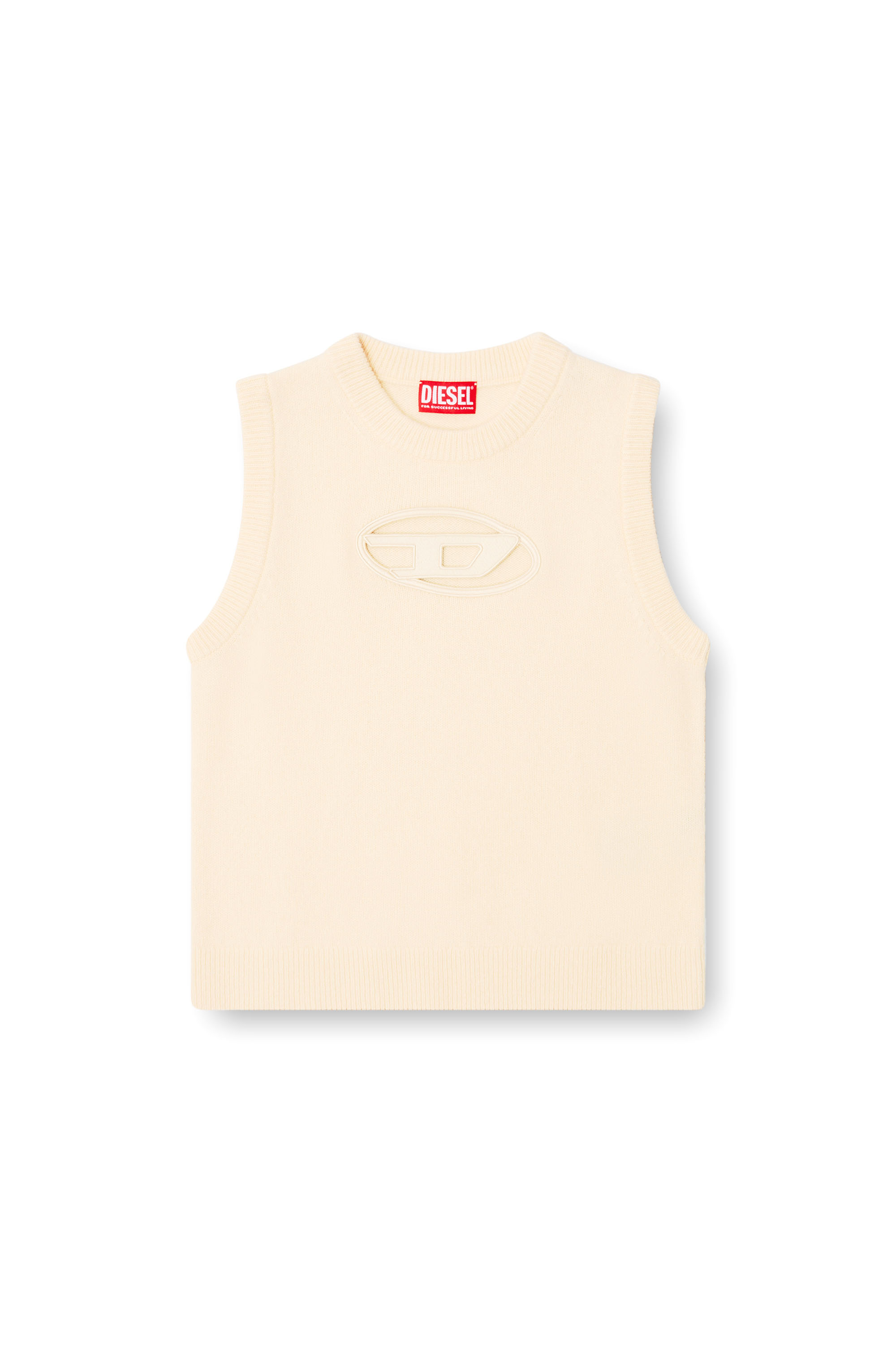 Diesel - M-ARGARIN-SL, Female's Knit tank top in cashmere blend in Beige - 3