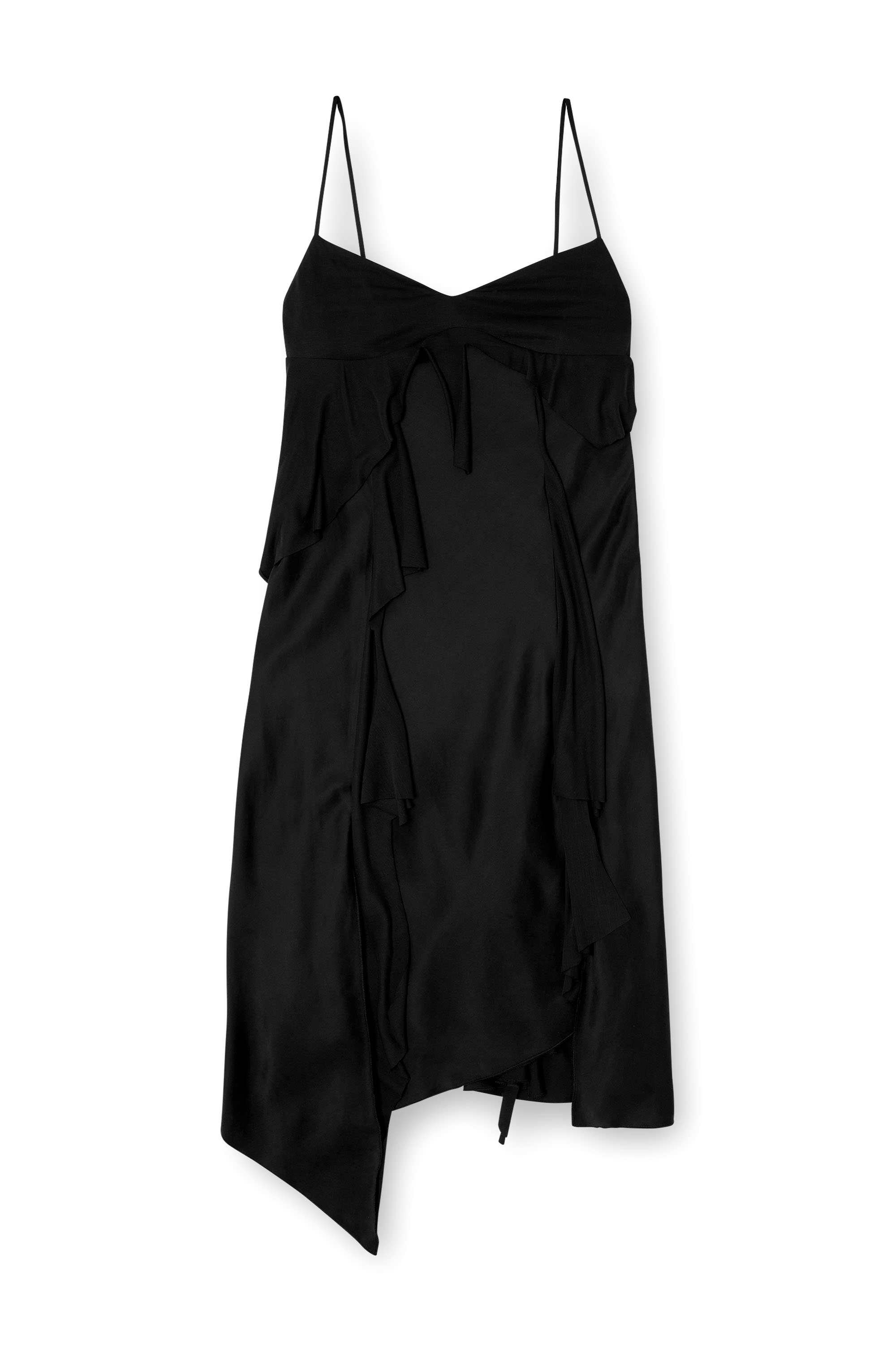 D-ANCER, Black Diesel - D-ANCER, Female's Satin dress with raw-cut flounces in Black - 2