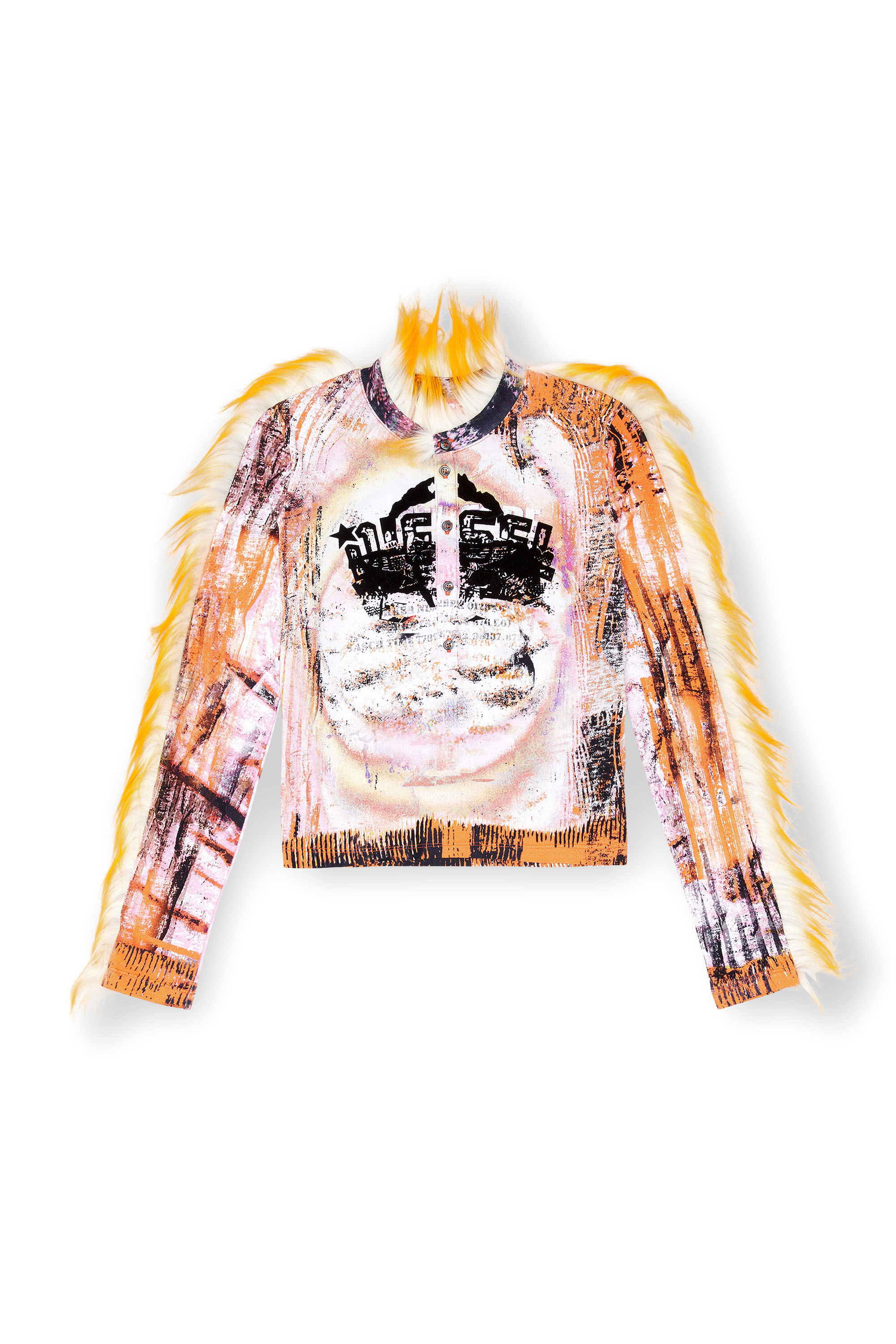 Women's Cropped Henley top with fuzzy trims | Multicolor | Diesel