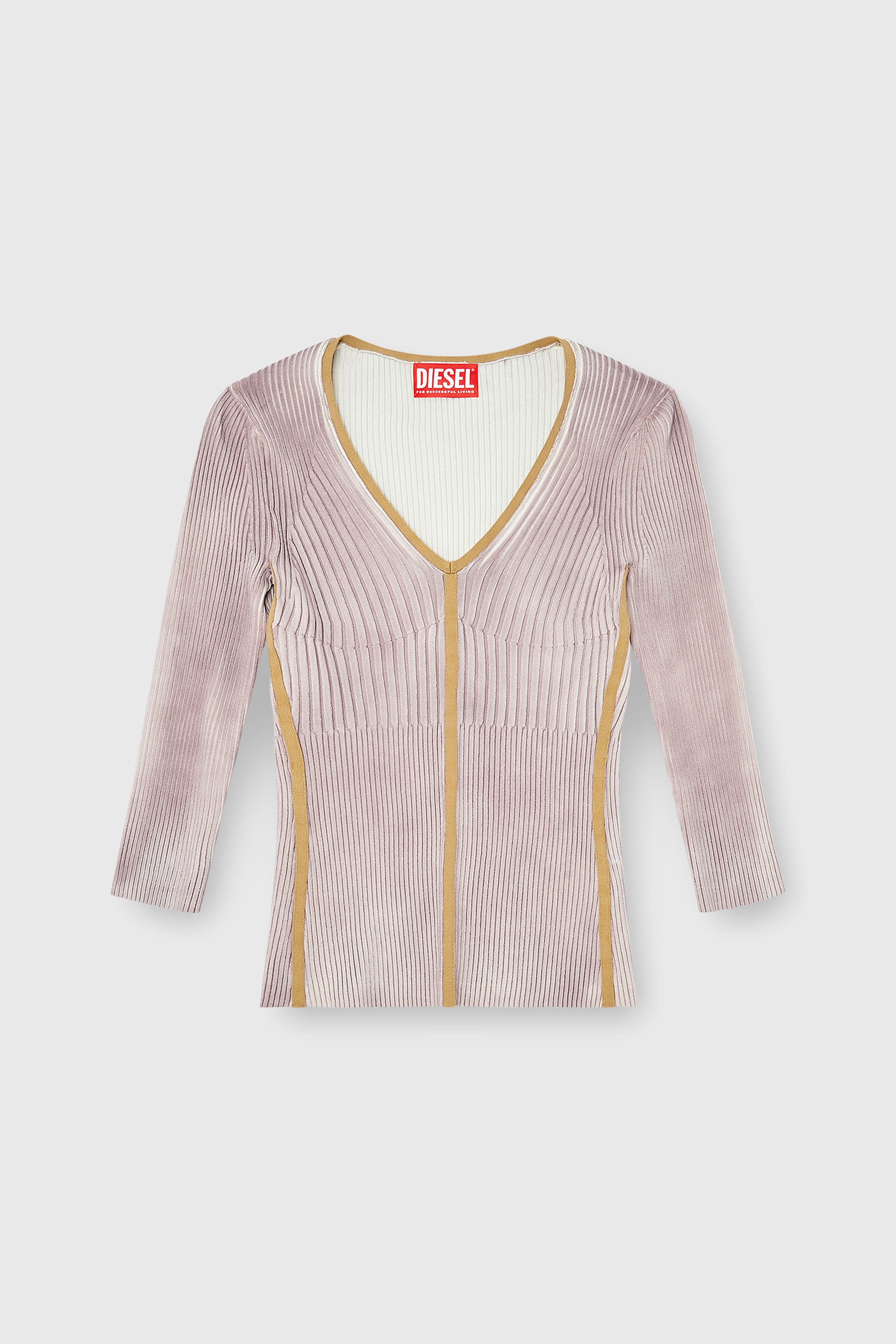 Diesel - M-SARMANI, Pull en maille &agrave; col V c&ocirc;tel&eacute; avec bandes contrastantes Femme in Violet - 2
