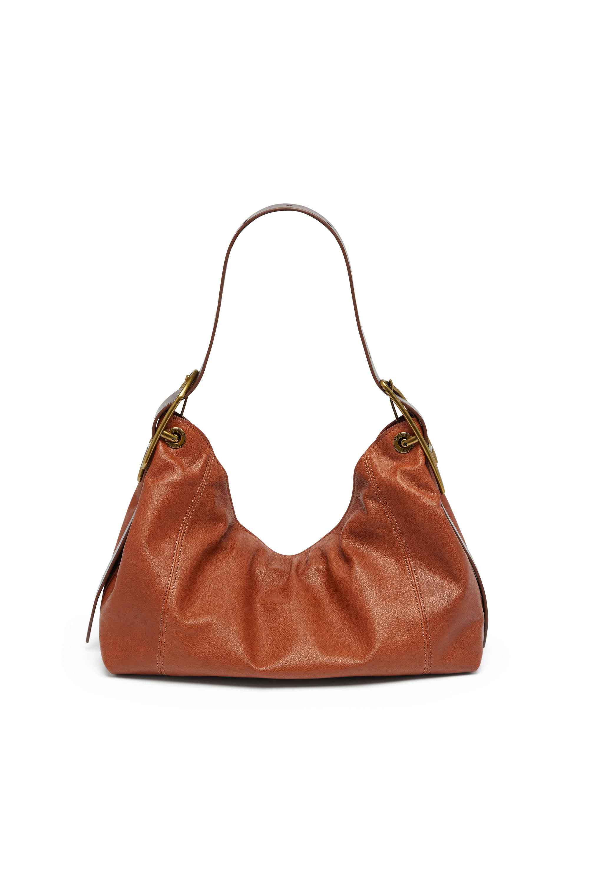 Diesel - D-LINE HOBO S, Woman's D-Line-Shoulder bag in shiny leather in Brown - 4