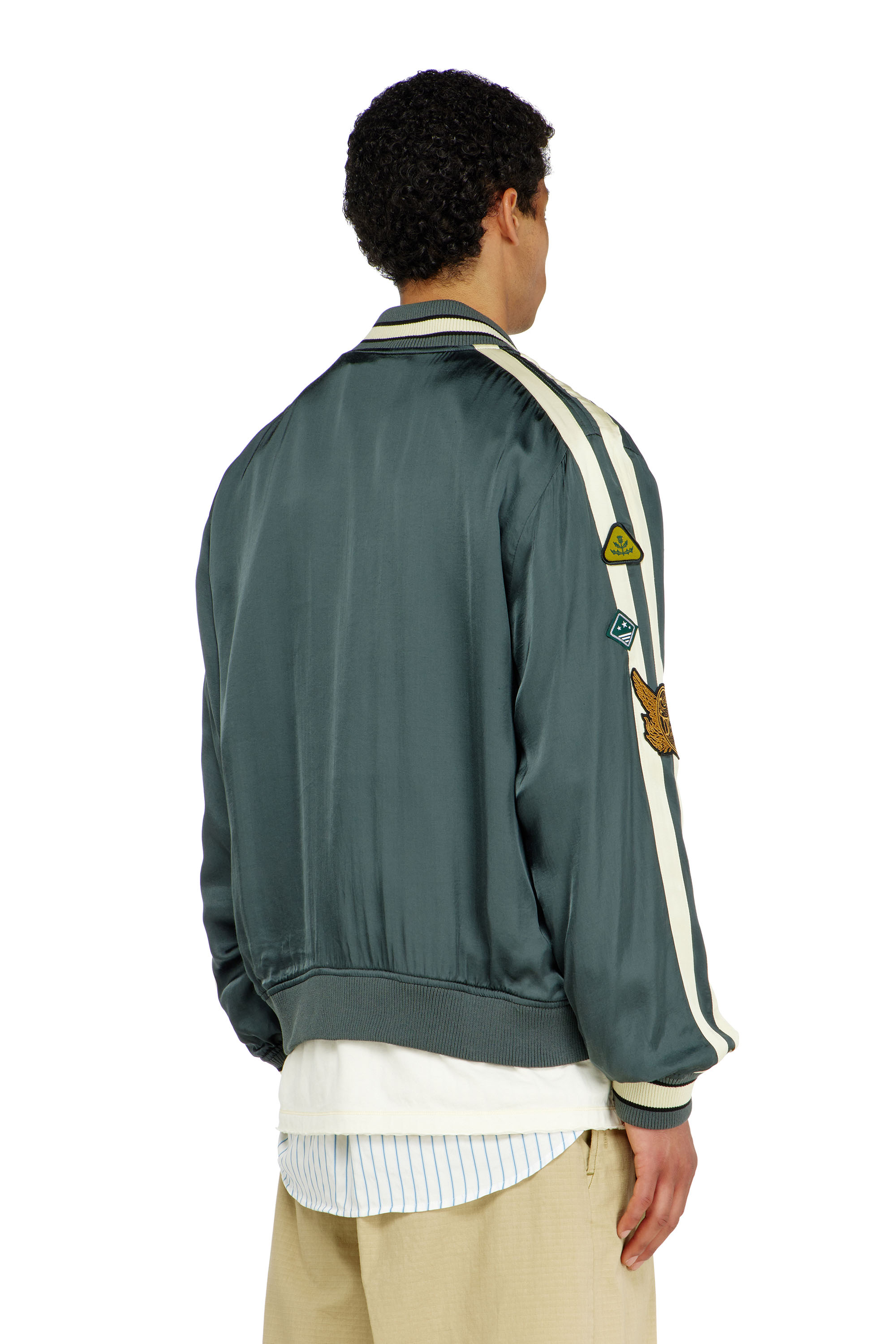 Diesel - J-ANNU, Chaqueta bomber satinada con patches Hombre in ToBeDefined - 4