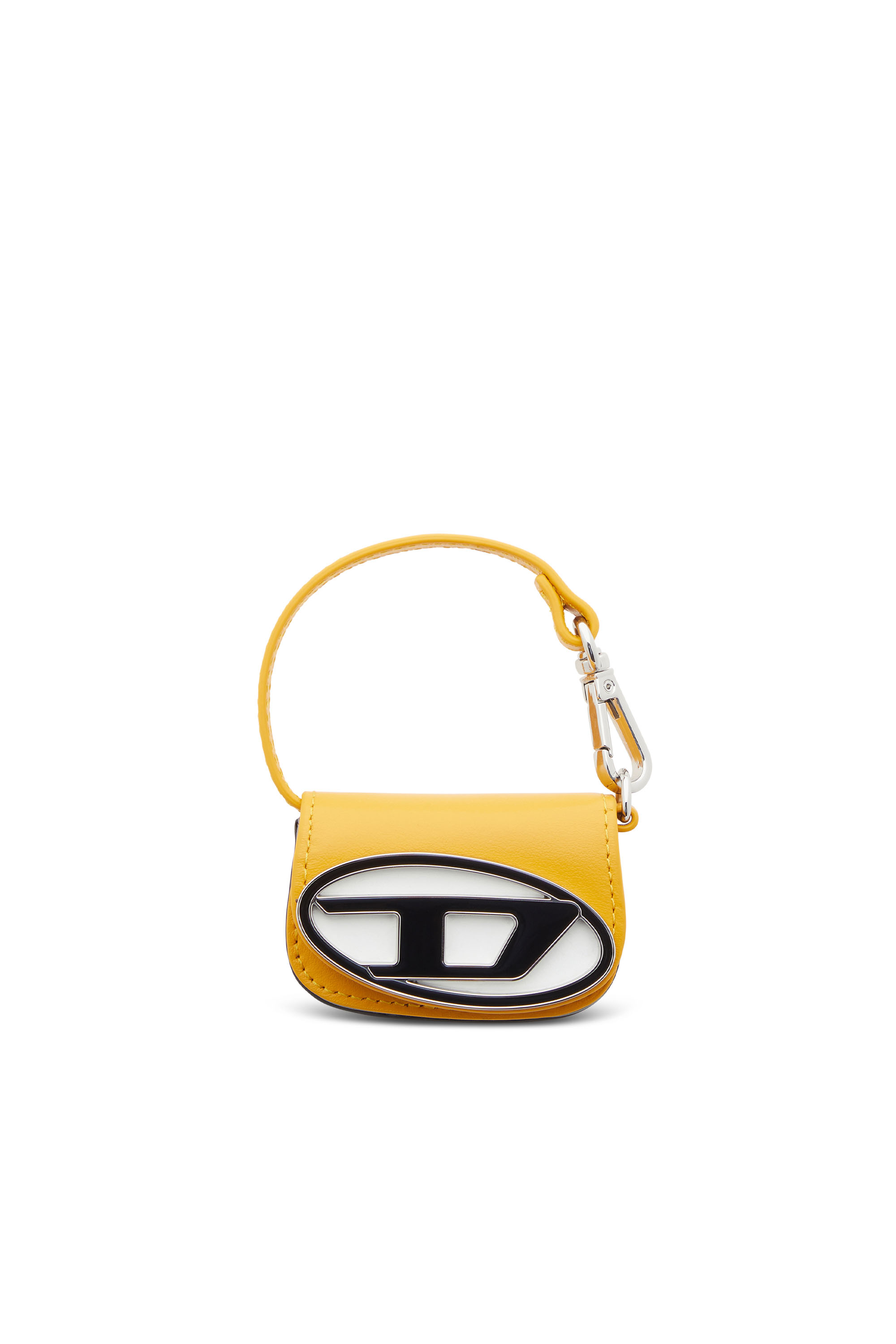 Diesel - 1DR MICRO, Woman's Bag charm in leather with Oval D logo in Yellow - 1