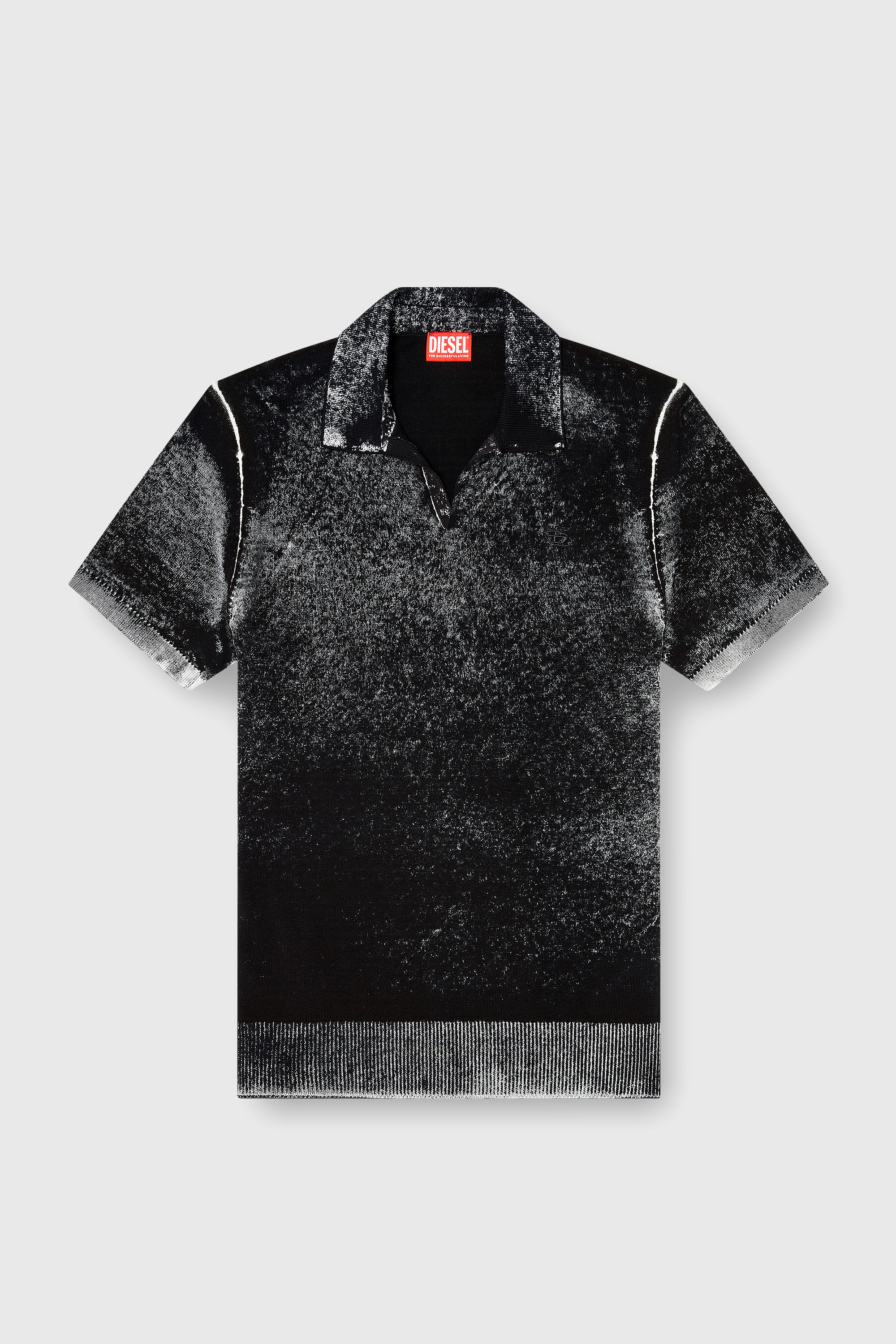 Diesel - K-LAWRIE, Man's Knit polo shirt with faded reverse print in Black - 2